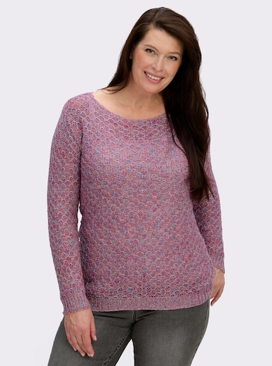 Rundhalspullover mit Multicolor-Garn - fuchsia-gemustert