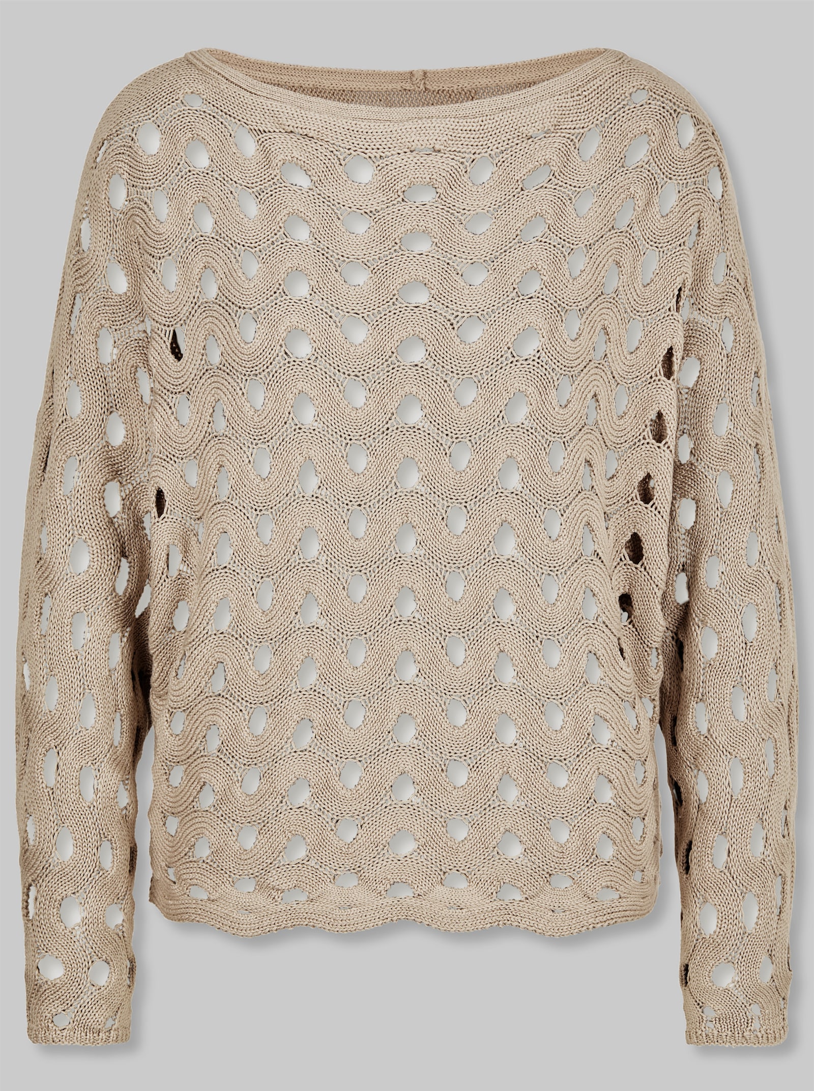 heine Ajourpullover mit Wellenmuster - sesam