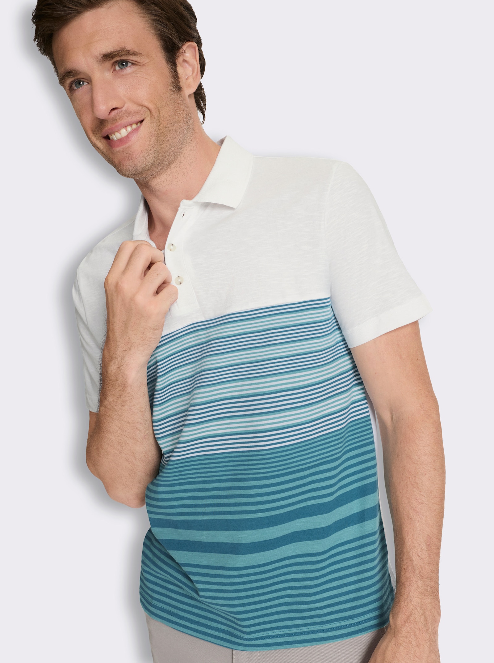 Poloshirt mit Streifen - topas-weiß-gestreift