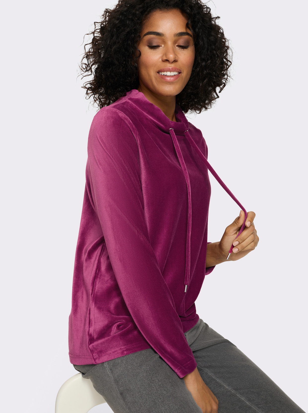 Shirt met lange mouwen van ribcord - malve