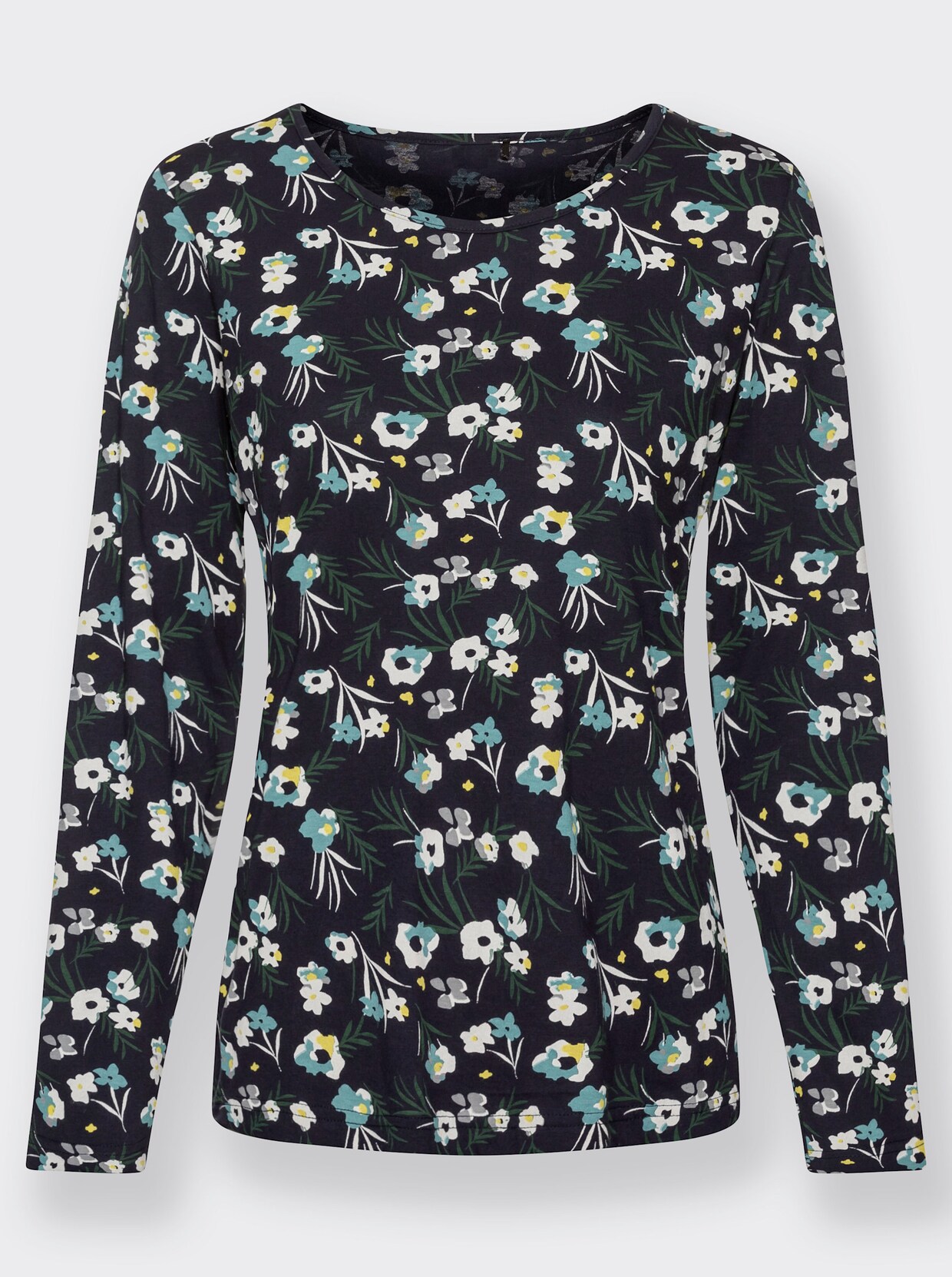 Print-Shirt - marine-salbei-bedruckt