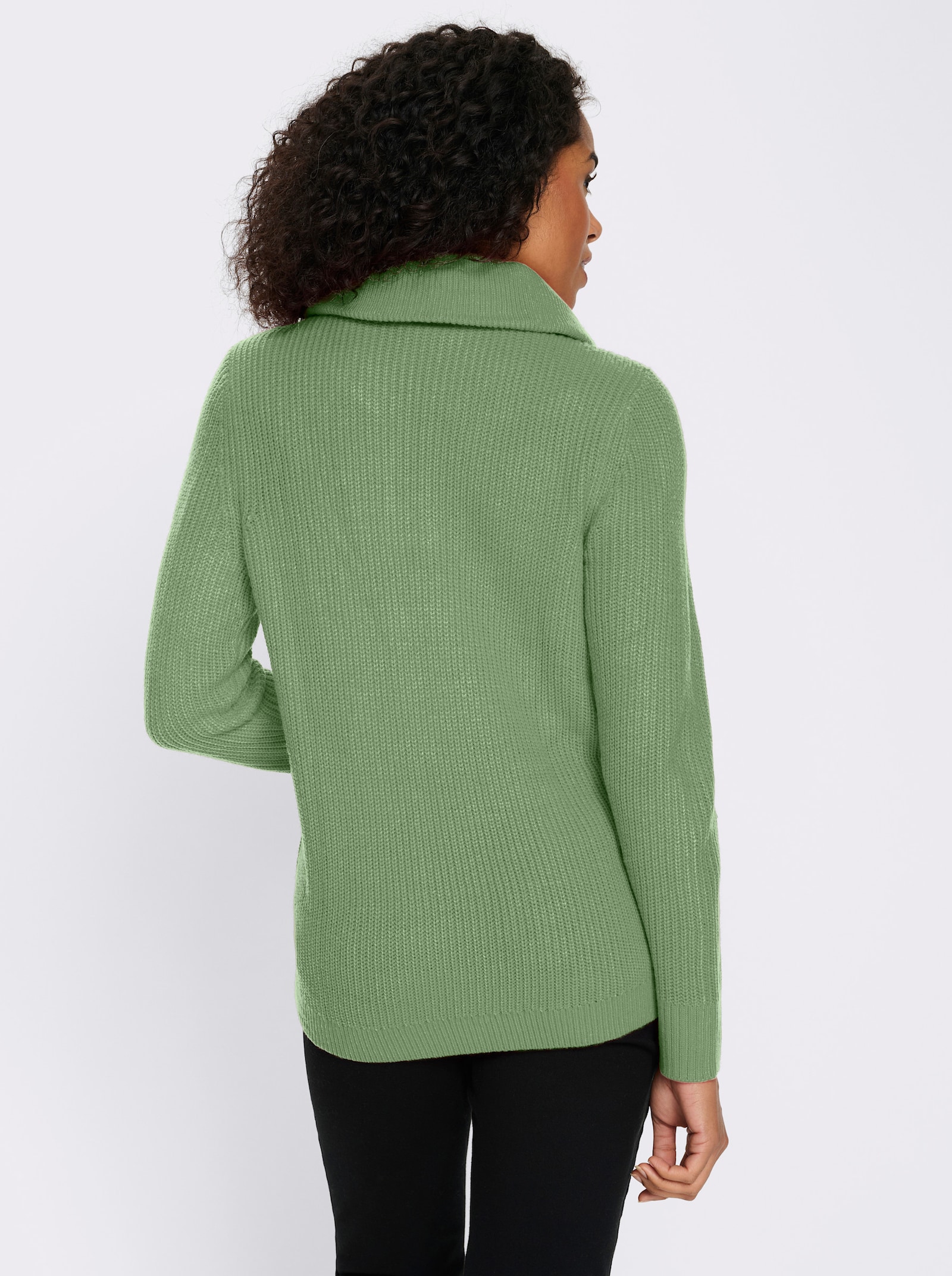 Schipperstrui met dubbele kraag - eucalyptus