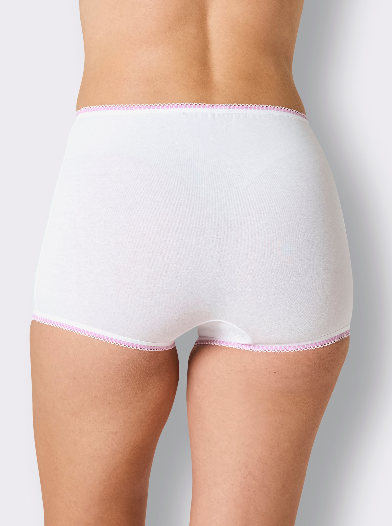 wäschepur Panty mit Mäusezähnchen-Borte - 2x weiß-hellblau + 3x weiß-orchidee