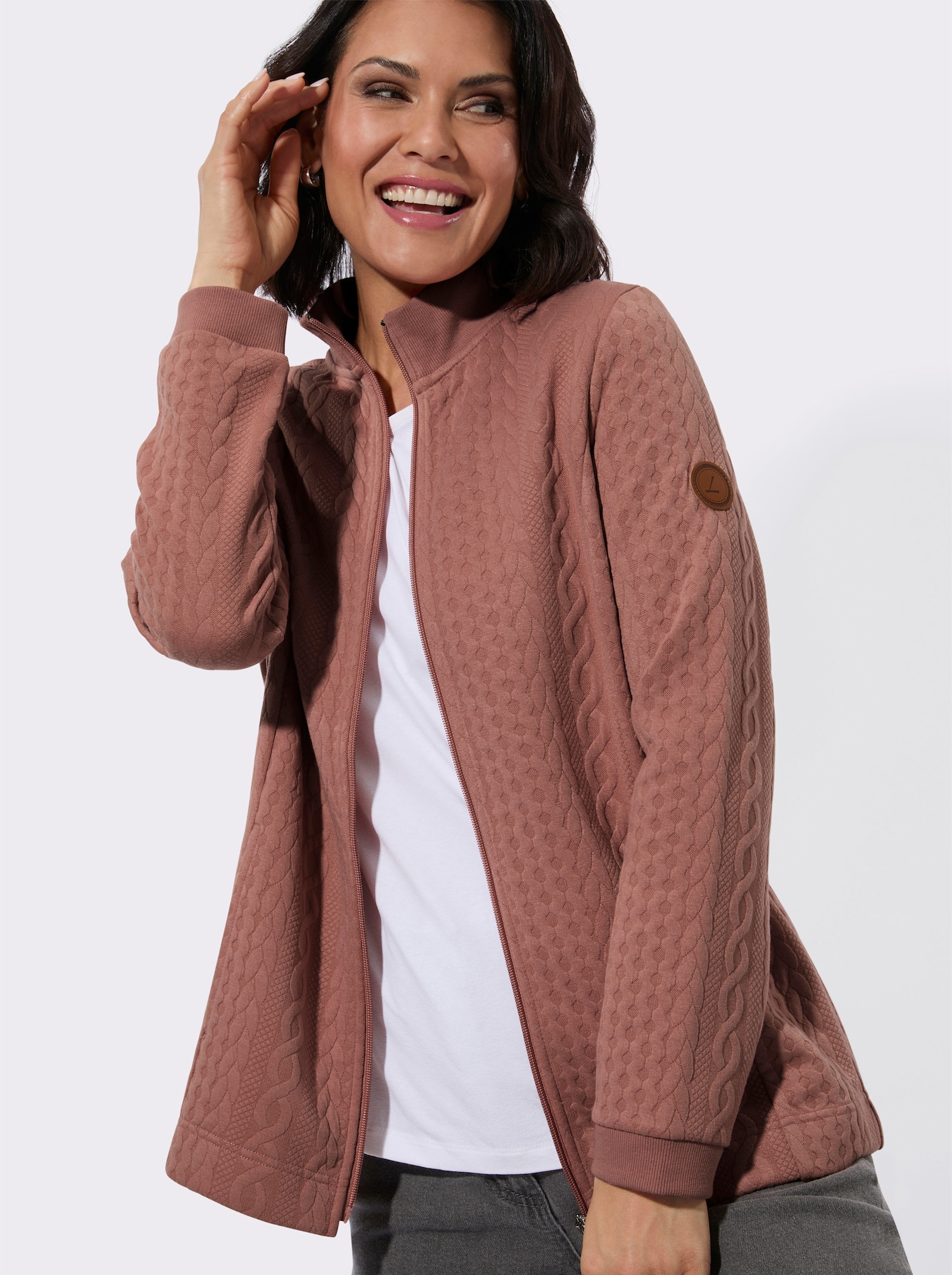 Shirtjacke mit Reißverschluss - rosenholz