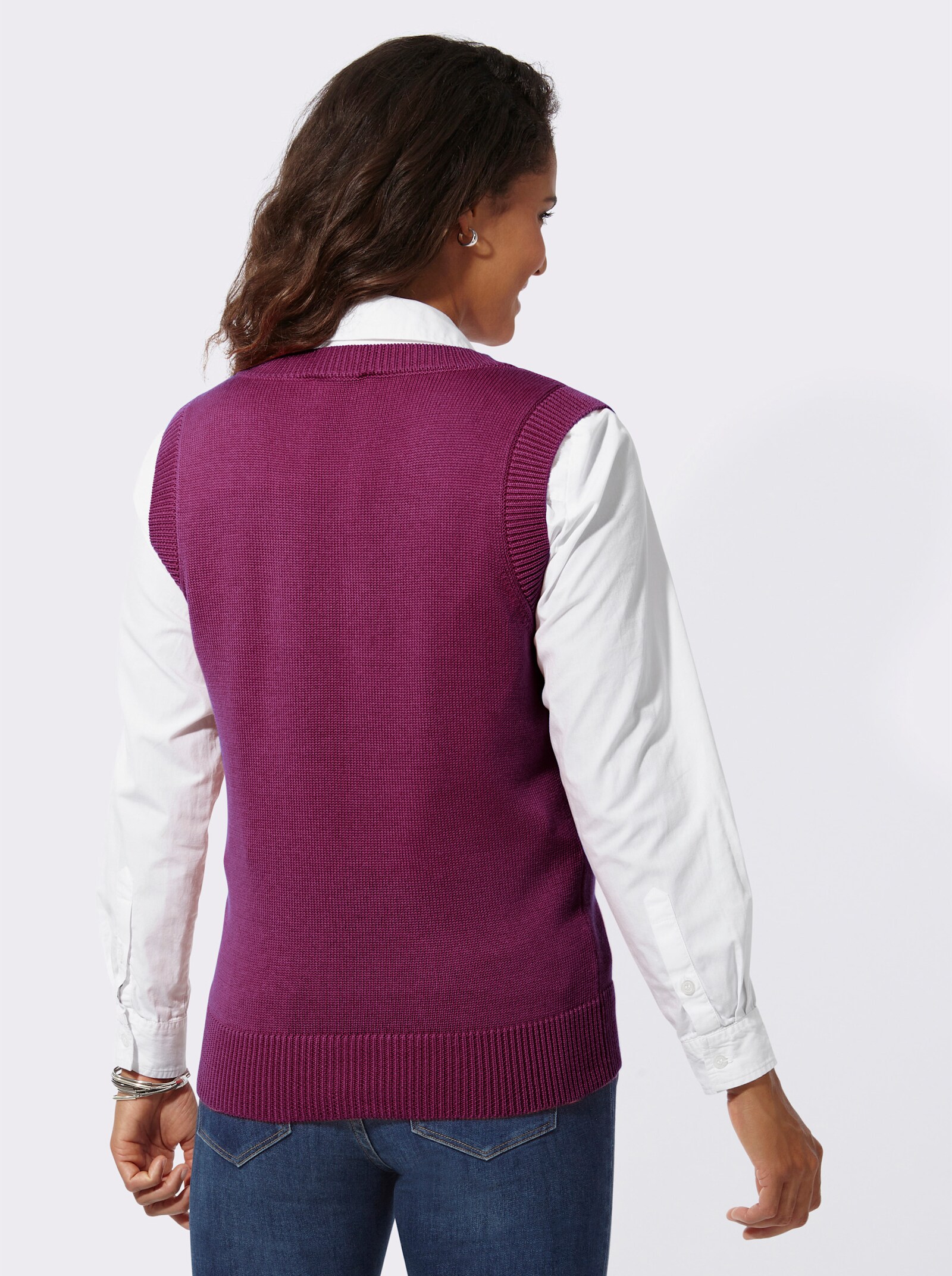 Pullunder mit Ripp-Abschlüssen - fuchsia