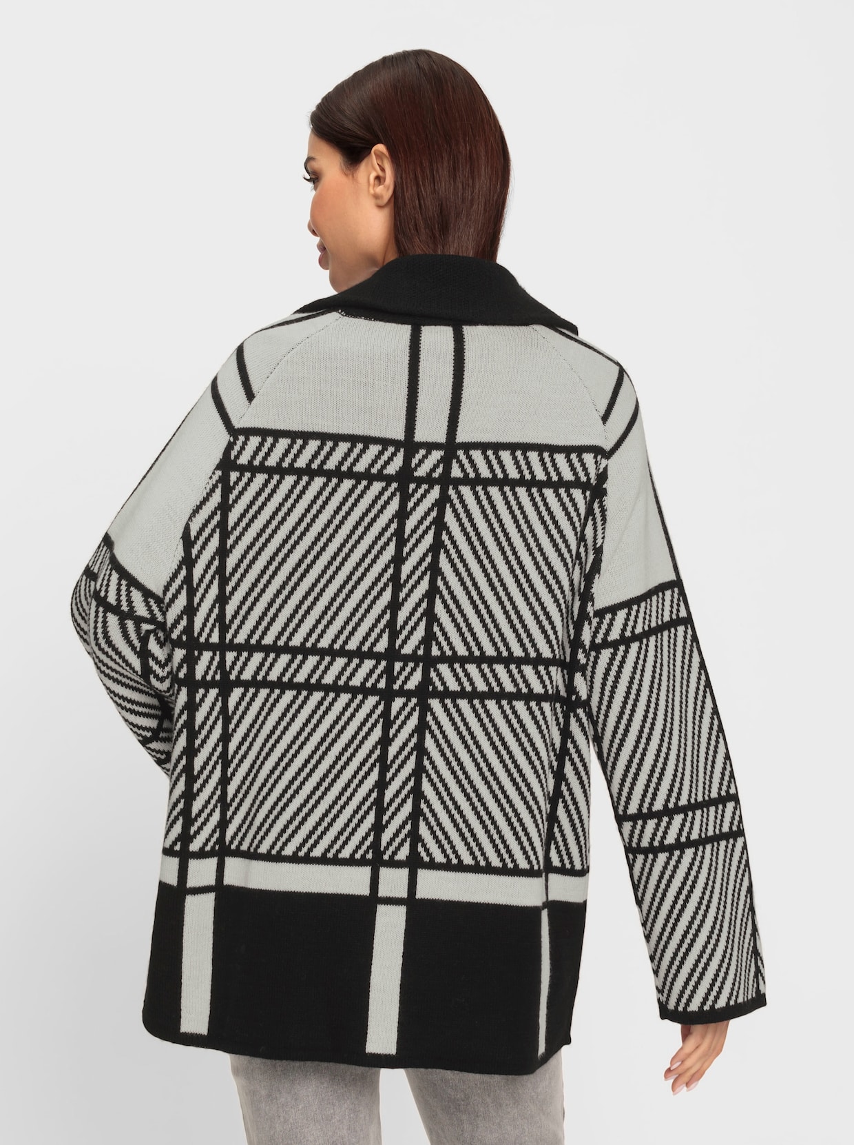 heine Vest - zwart/ecru gedessineerd