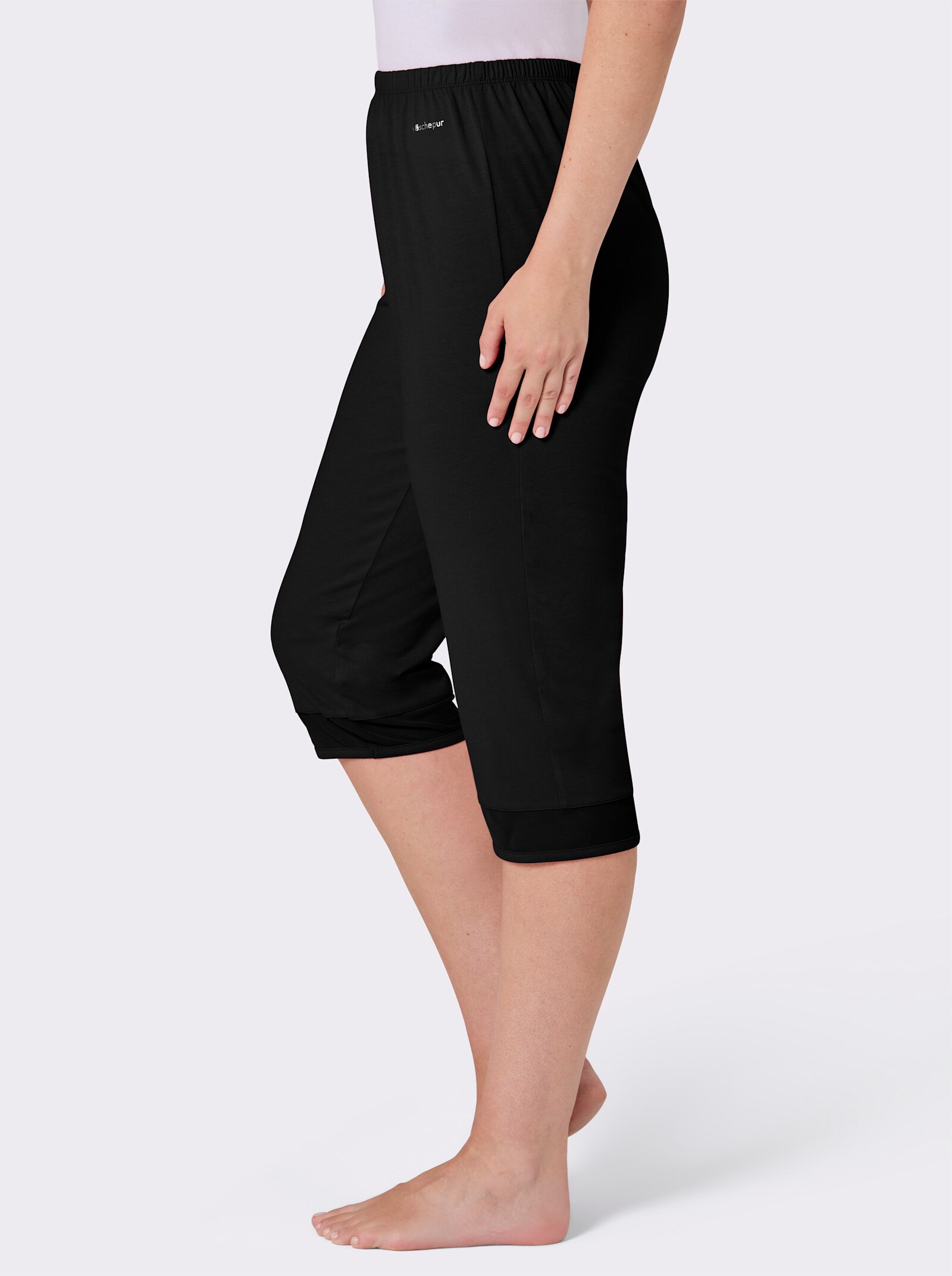 wäschepur Caprihose mit Mesh am Bein - schwarz