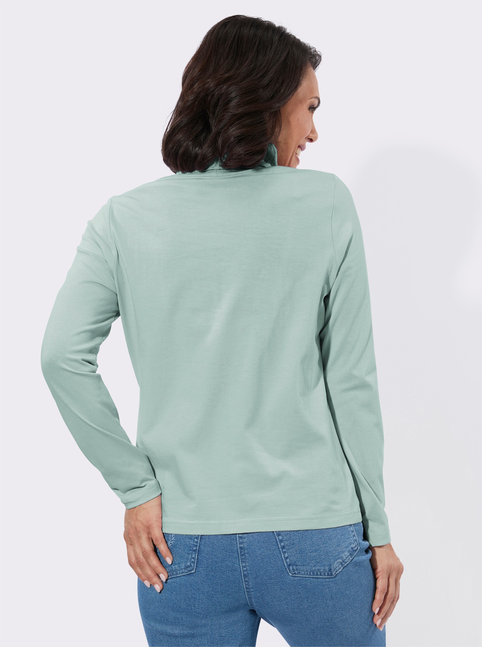 Rollkragenshirt mit Metallplättchen-Verzierung - kalkmint