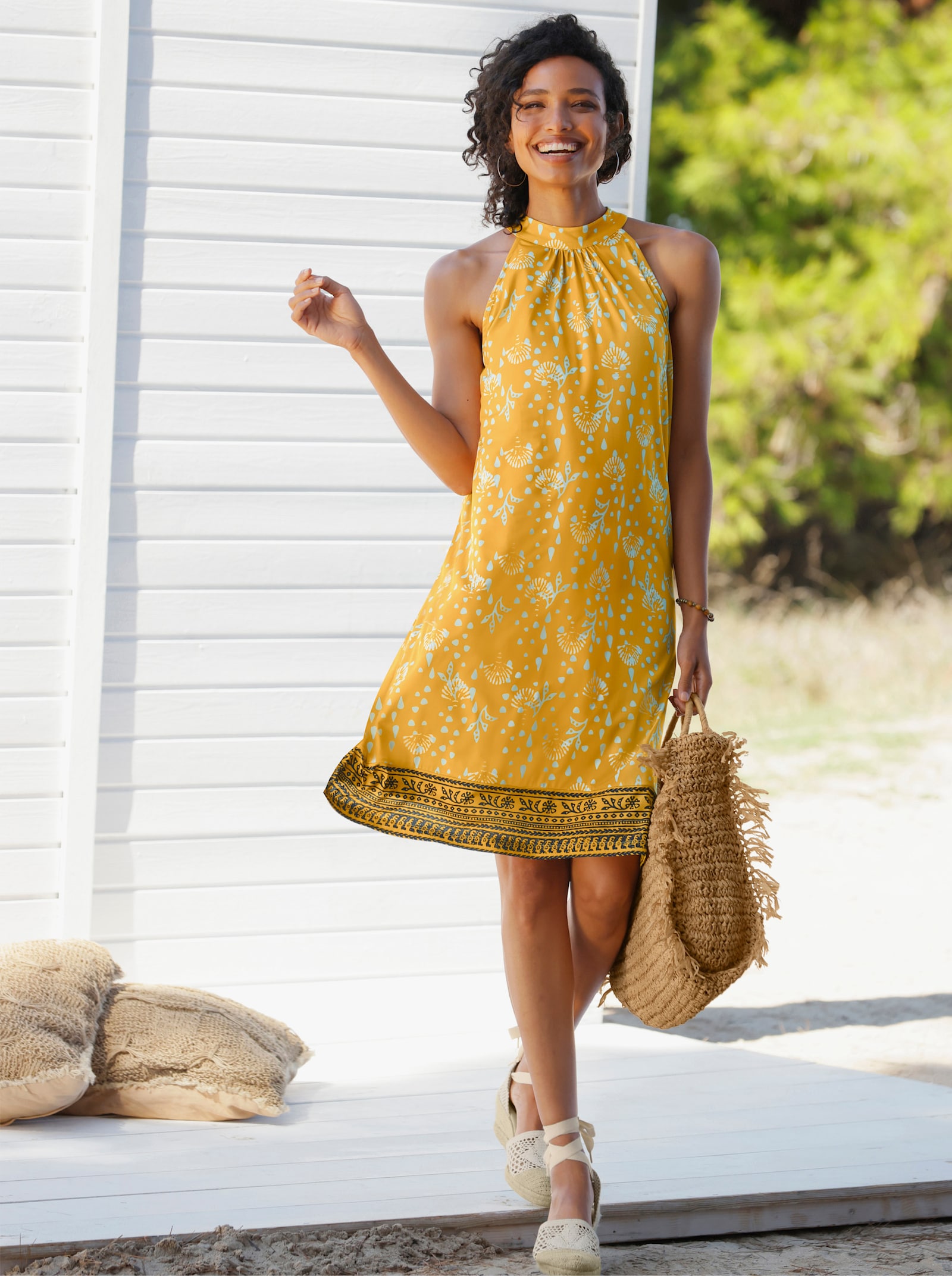 heine Jerseykleid mit Muschel-Dessin - ocker-ecru-bedruckt