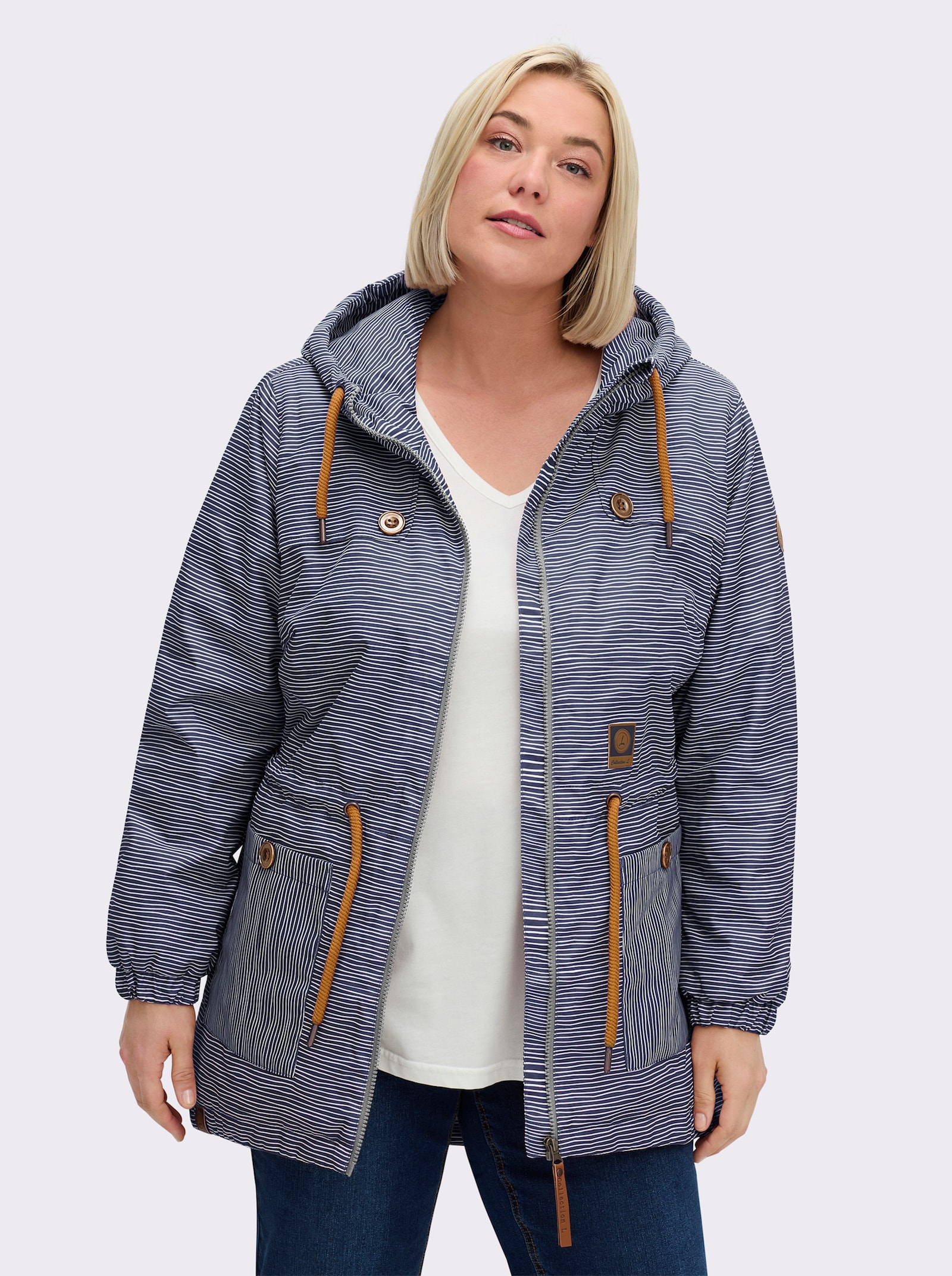 Jacke wind- und wasserabweisend - marine-weiß-geringelt