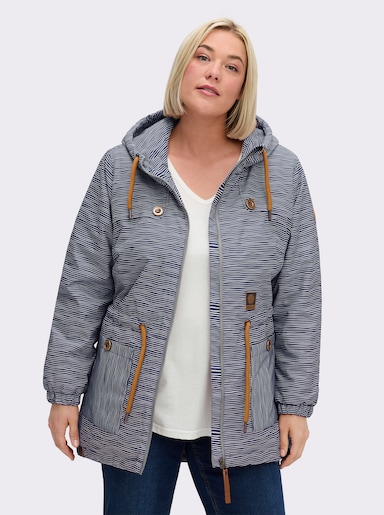 Jacke wind- und wasserabweisend - marine-weiß-geringelt