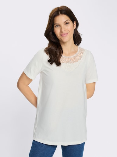 Longshirt mit Spitzeneinsatz - ecru