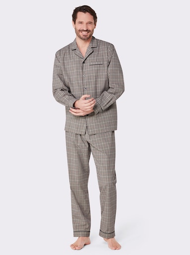 KINGsCLUB Pyjama - beige-marine-kariert