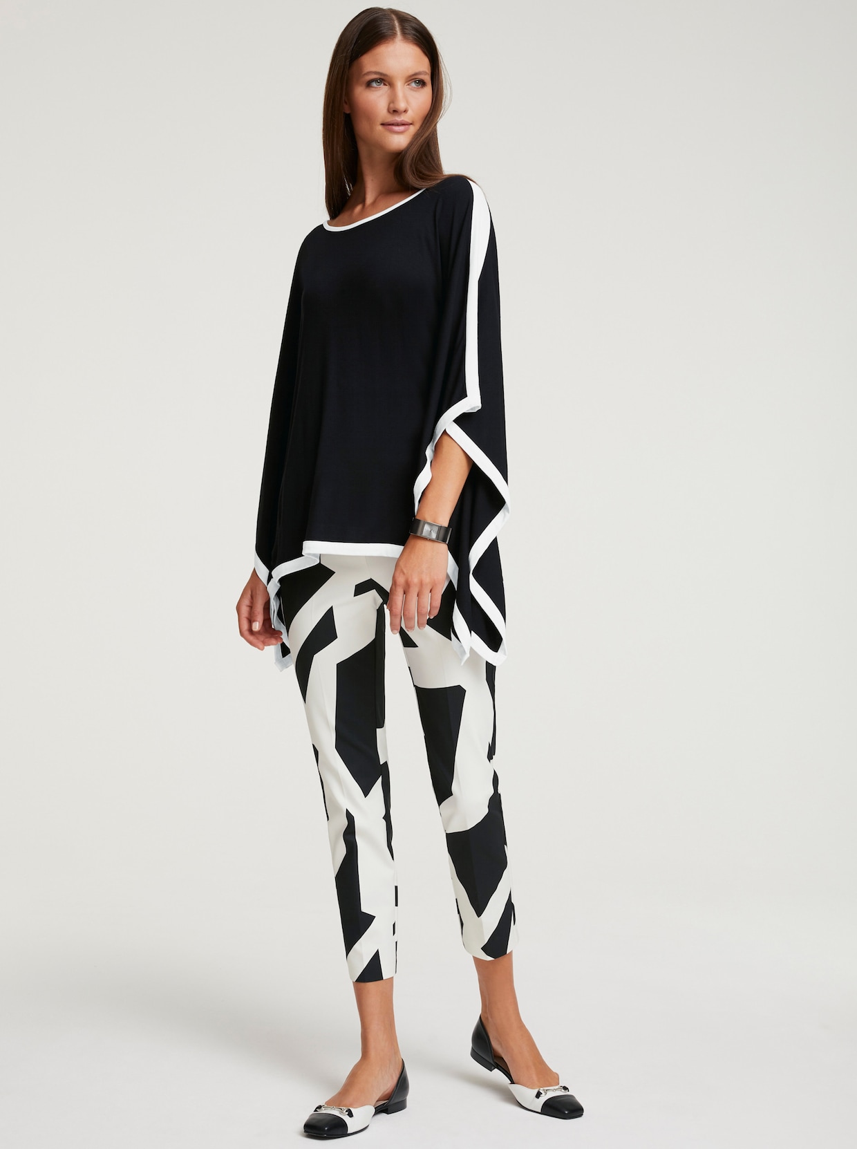 heine Broek met print - zwart/ecru