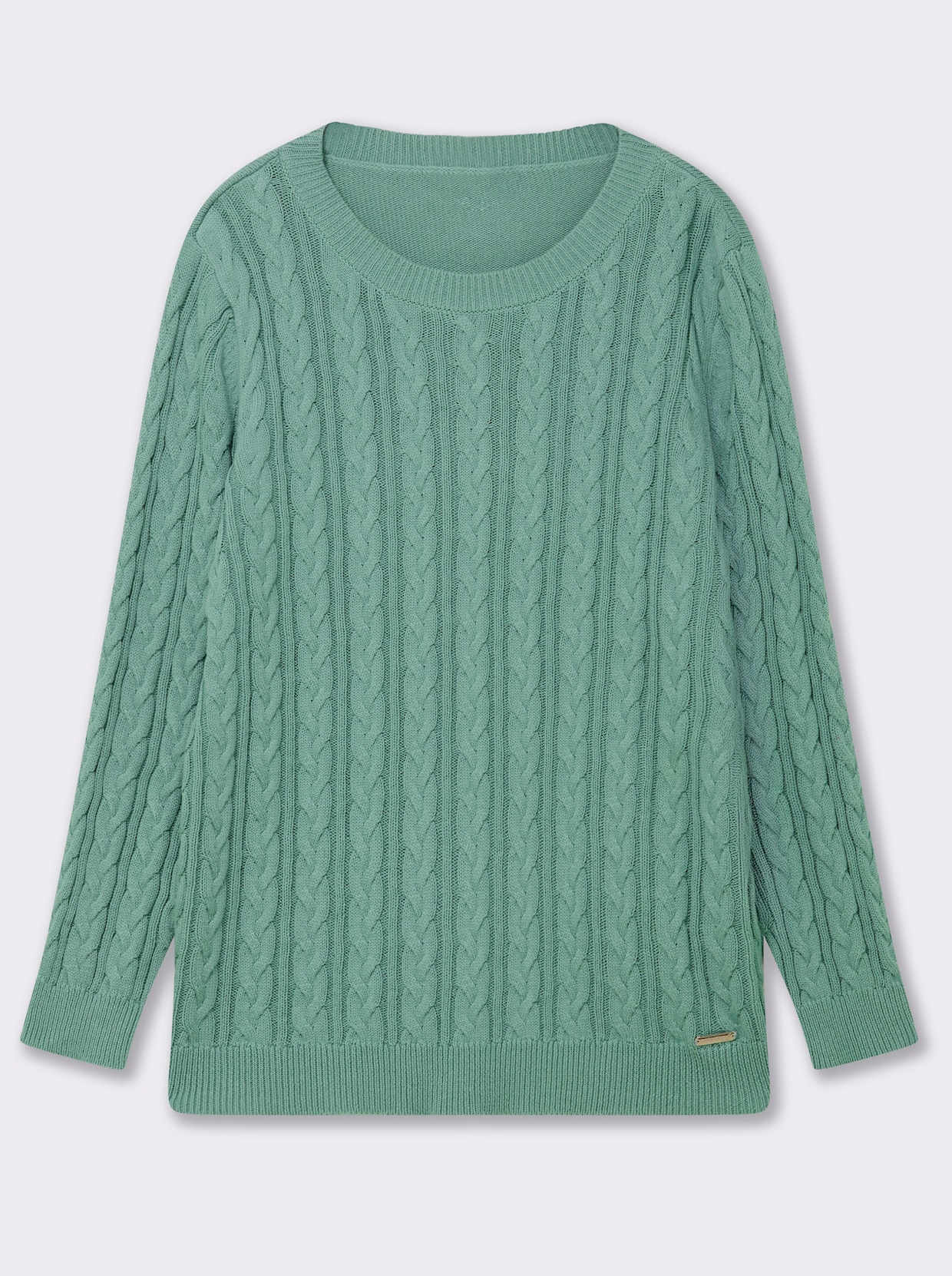 Strickpullover mit Zopfmuster - jadegrün