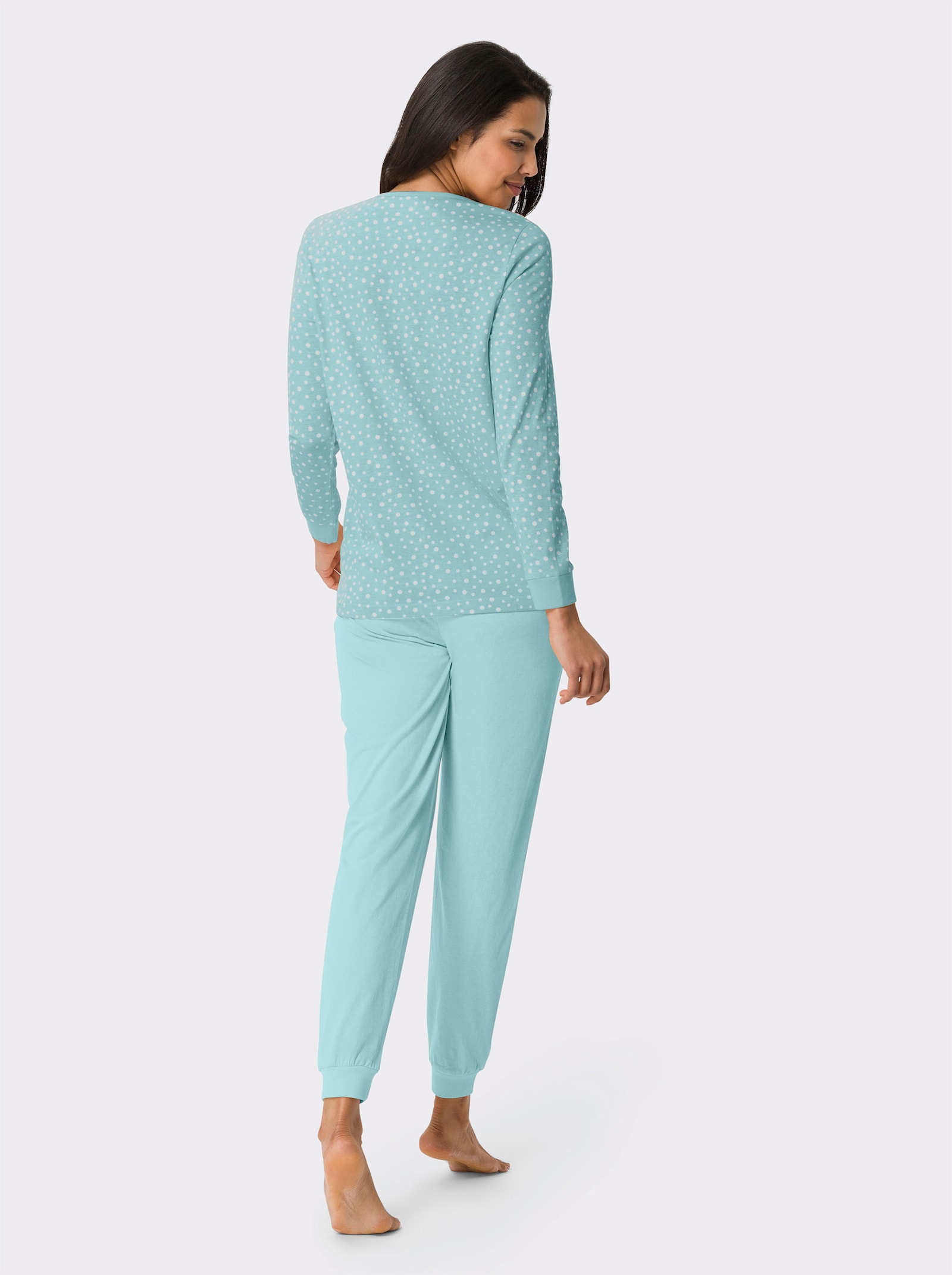 Pyjama met elastische boordjes - mint/ecru
