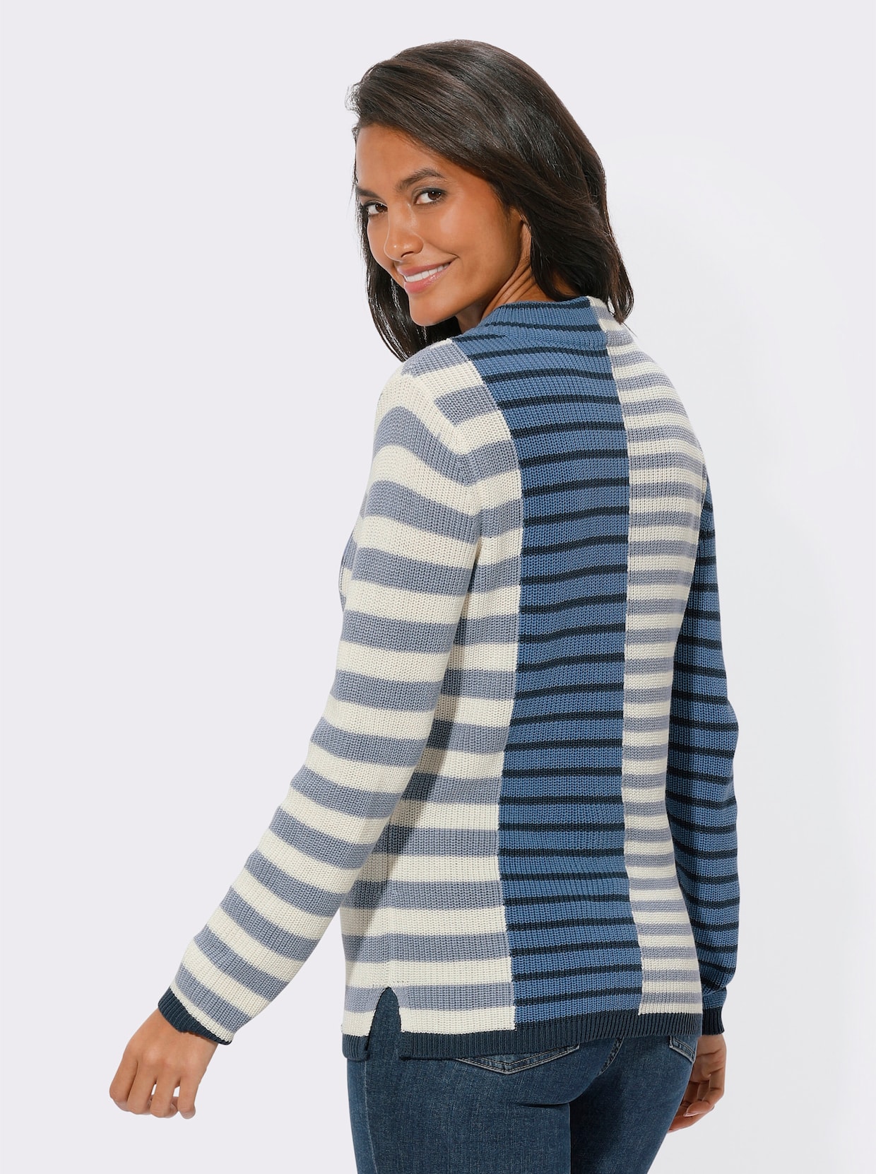 Pullover - bleu-mittelblau-geringelt