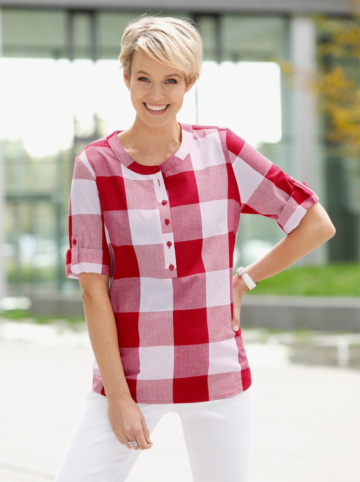 Geruite blouse - rood/wit geruit