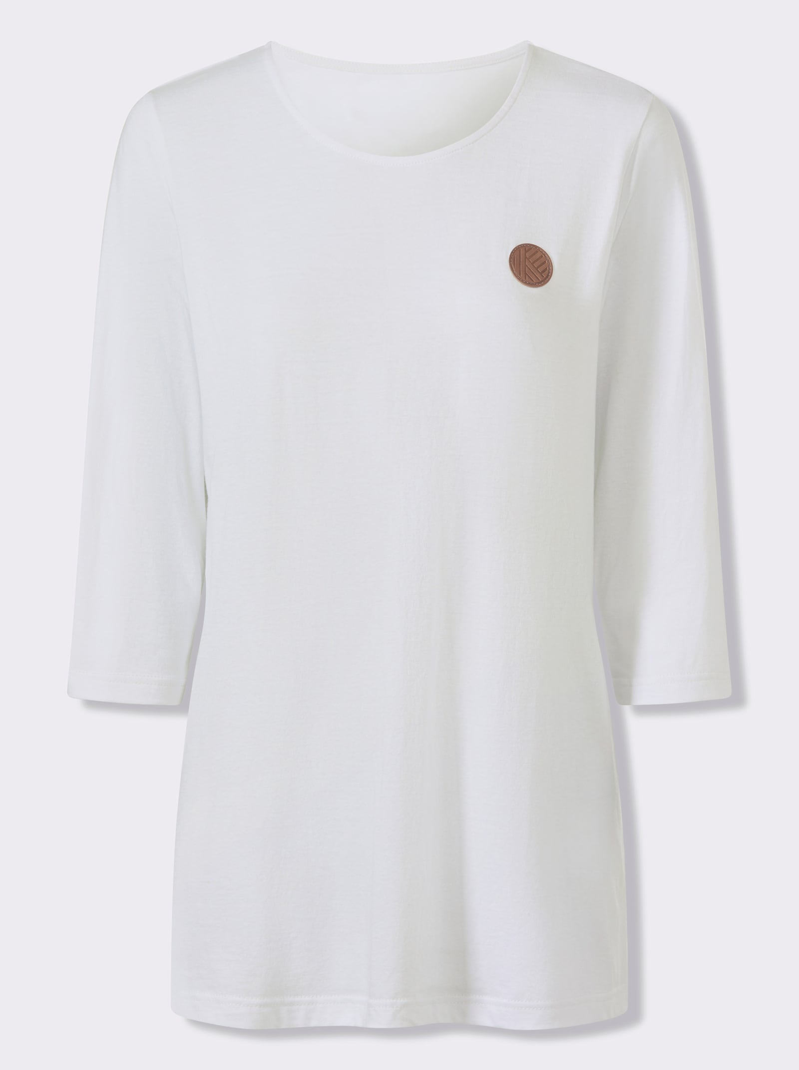 Longshirt mit Patch in Leder-Optik - weiß