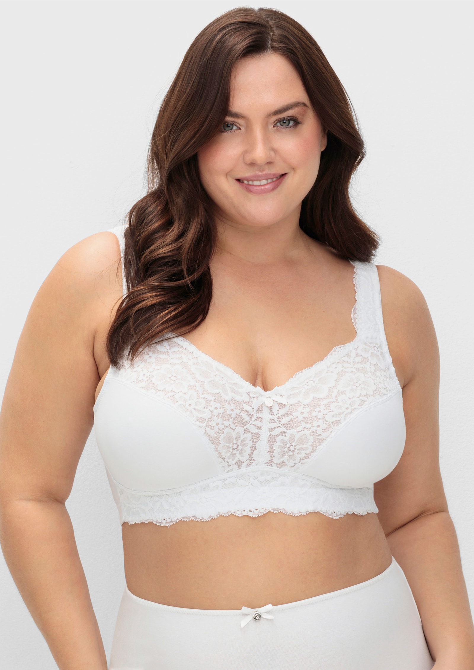 sheego BH ohne Bügel mit Stretch-Anteil - weiß