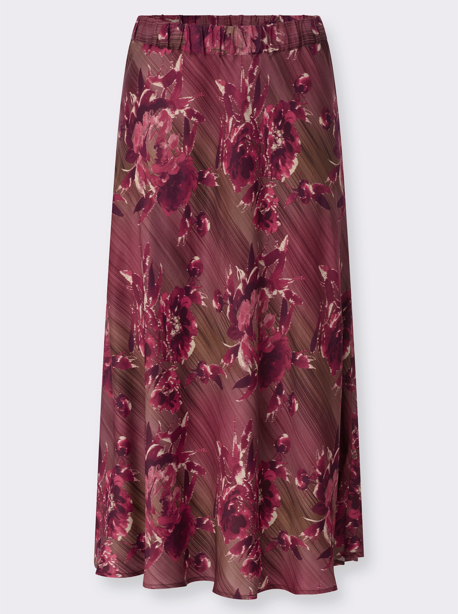 Satinrock in Bahnenform - bordeaux-braun-bedruckt