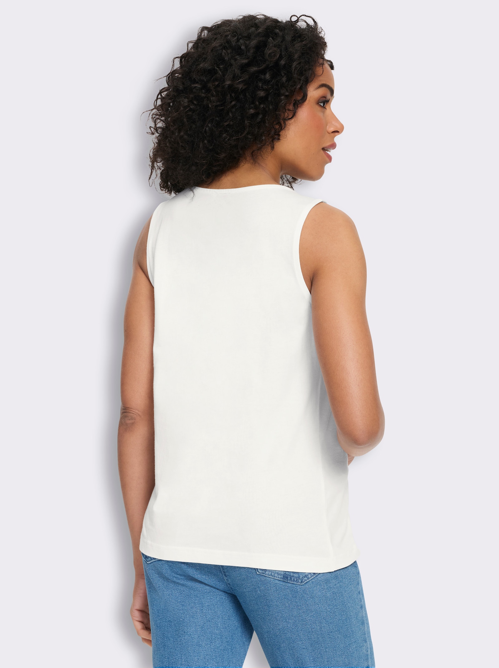 Shirttop met hartvormige hals - ecru