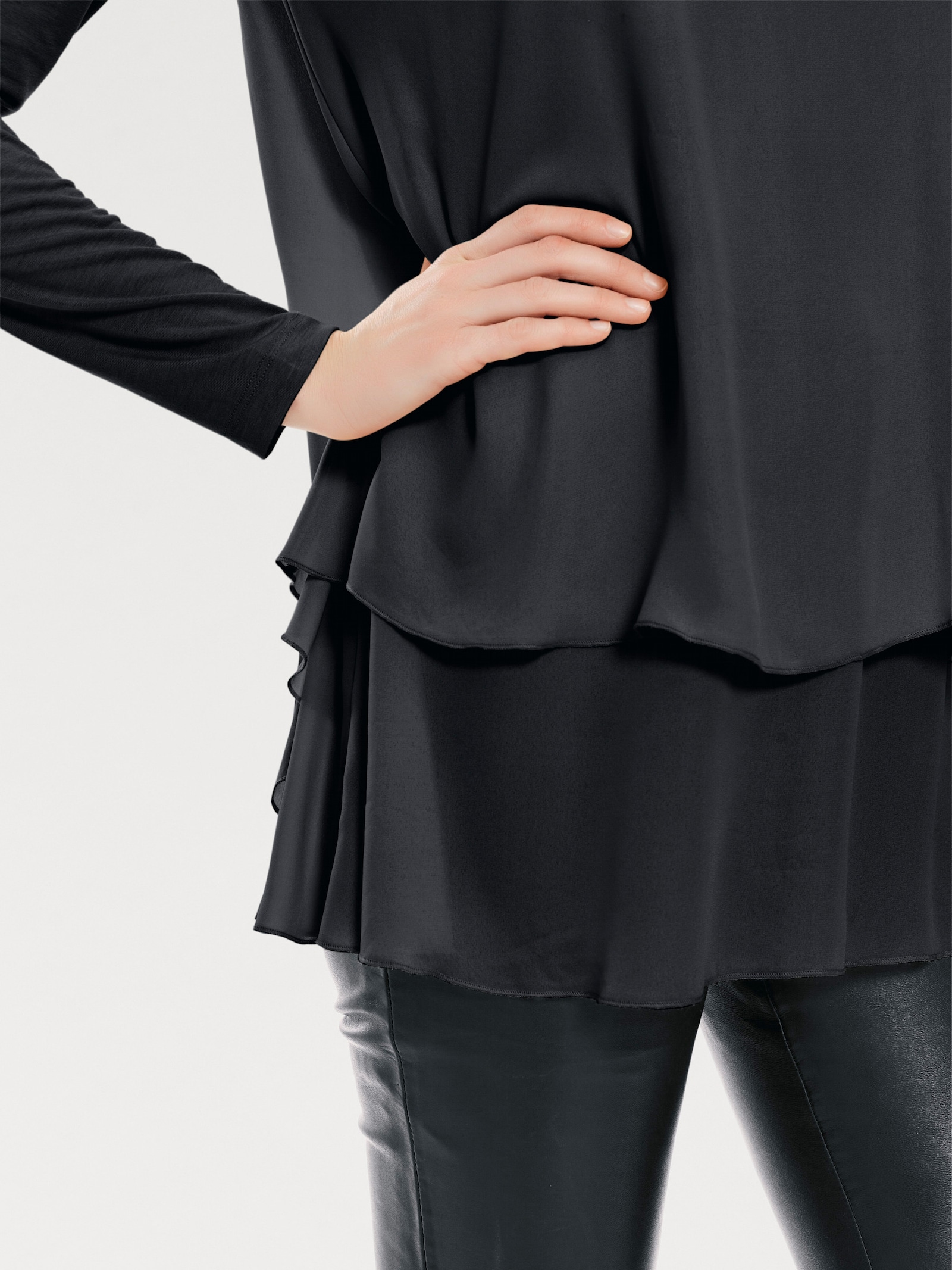 heine Langarmshirt in 2-in-1-Optik - schwarz