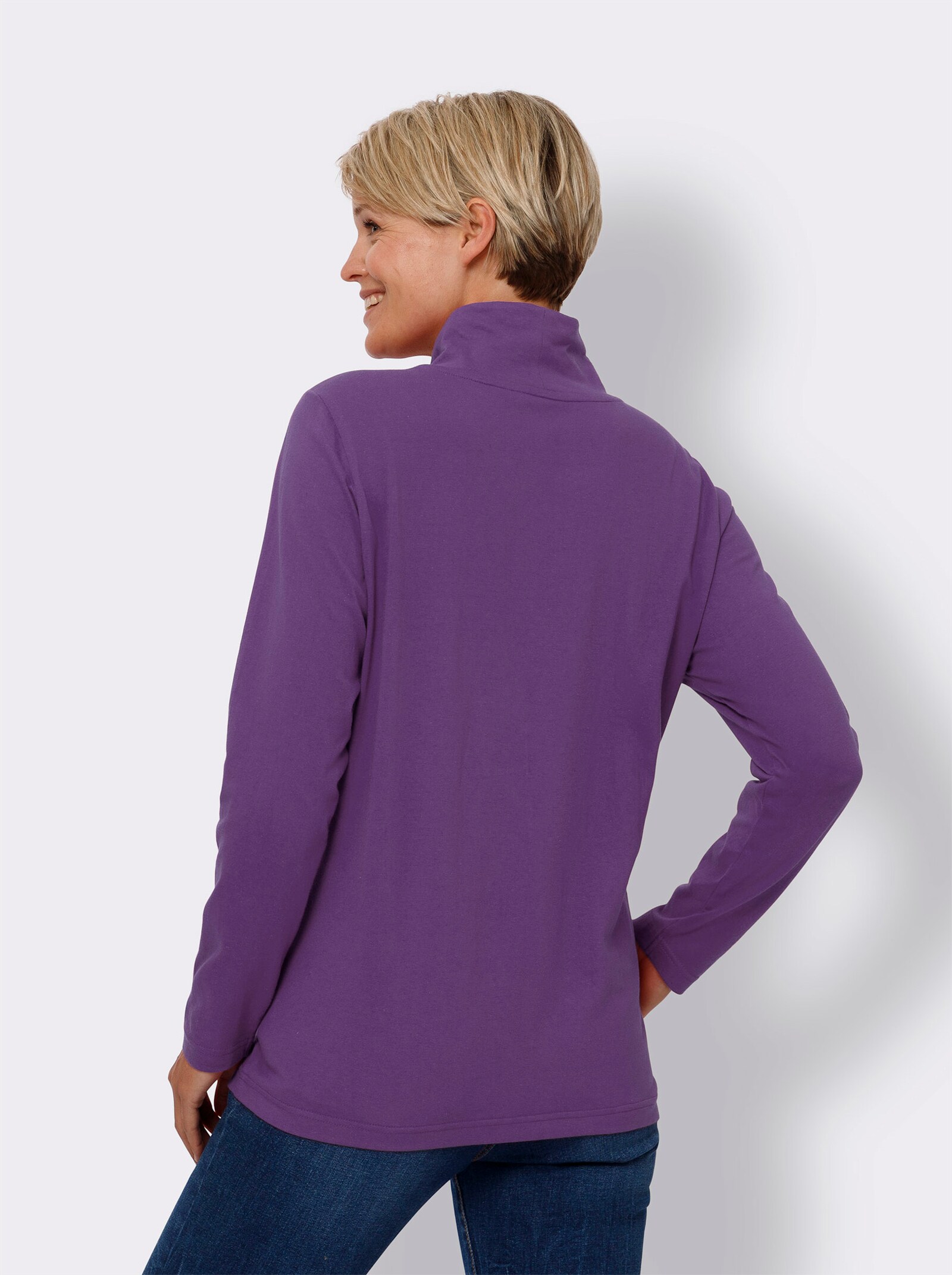 Tričko se stojáčkem z čisté bavlny - lila