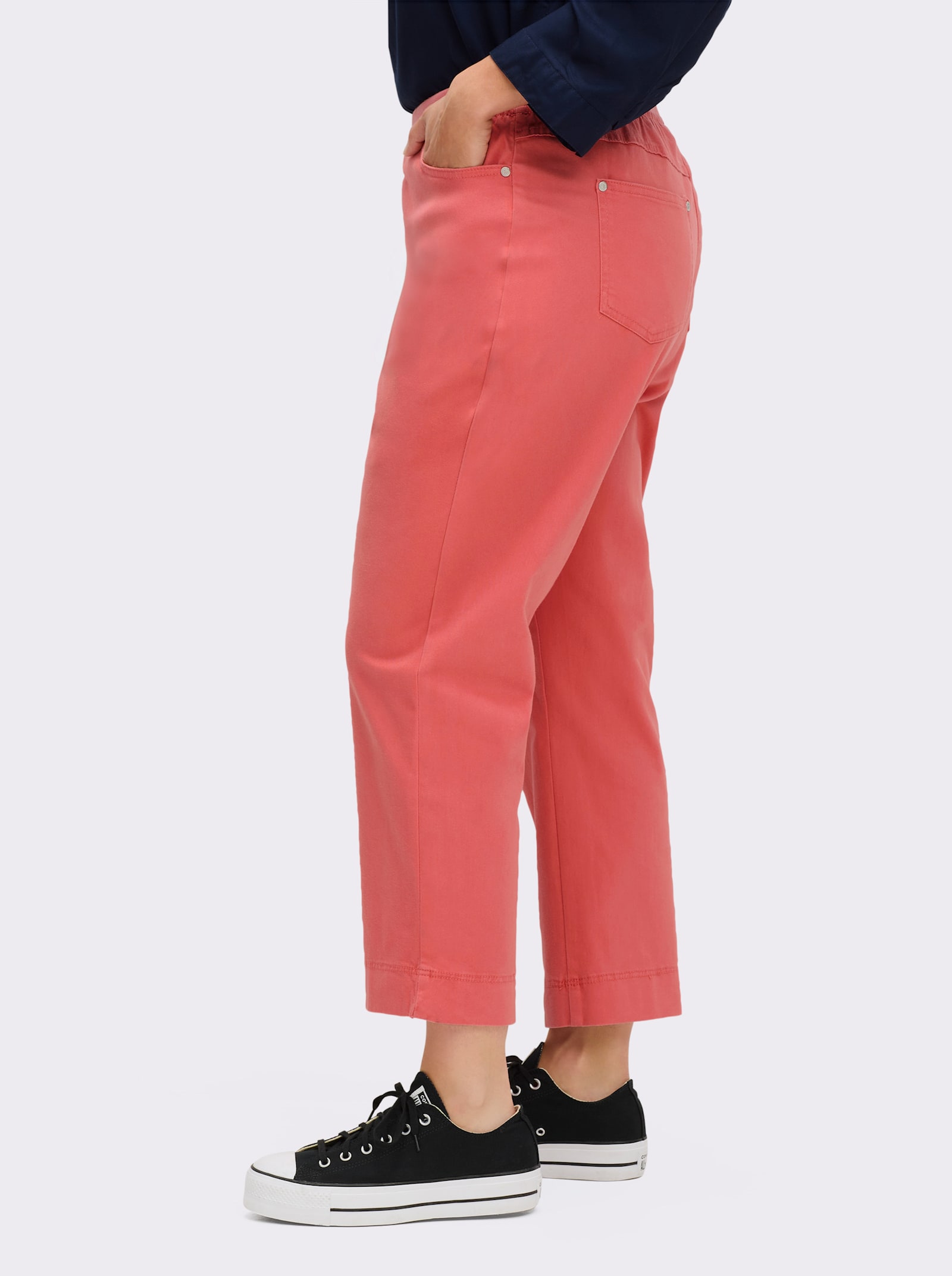 7/8-Jeans mit Jersey-Bund in softer Qualität - koralle