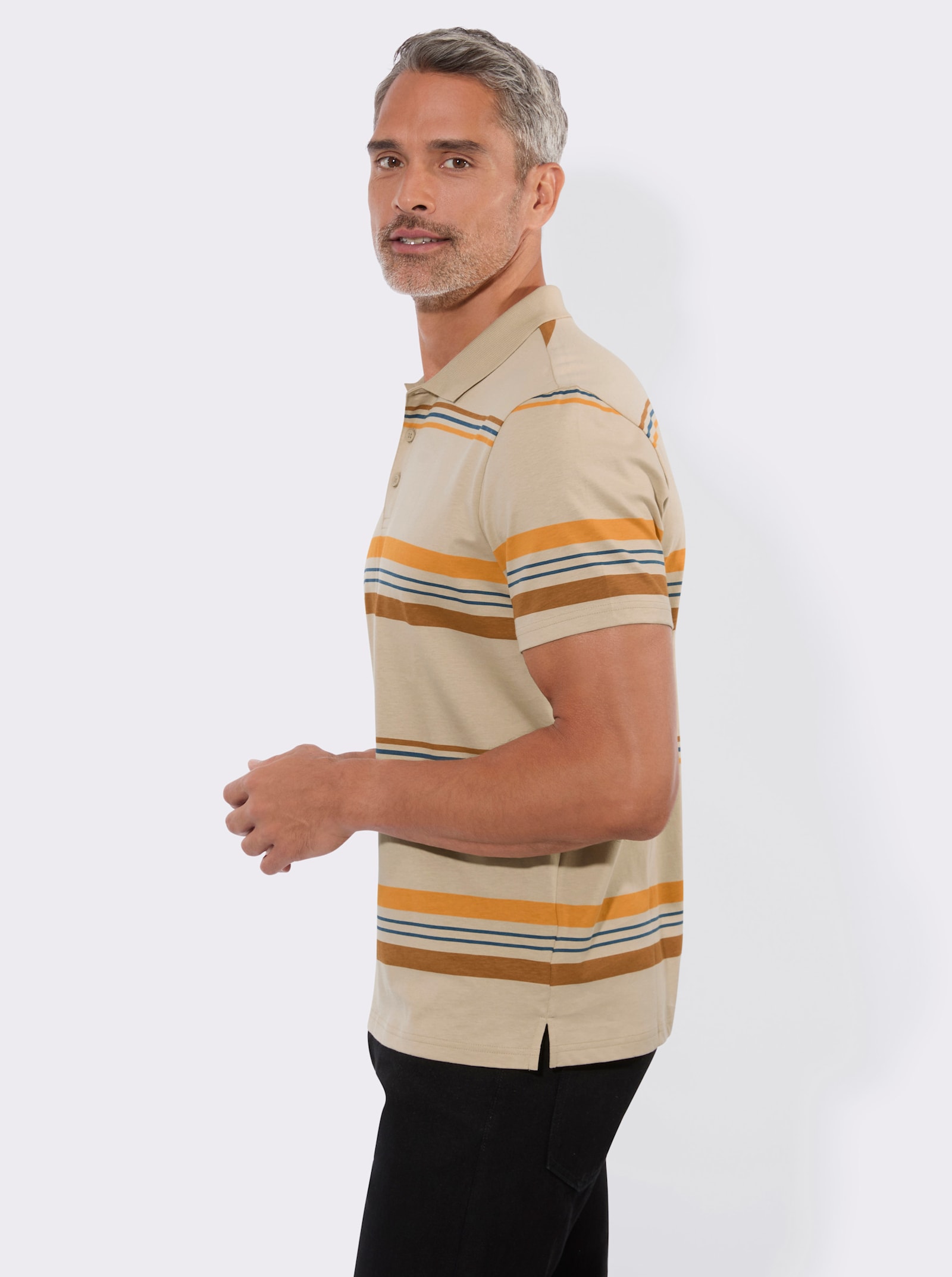 Poloshirt im Ringelmuster - beige-geringelt