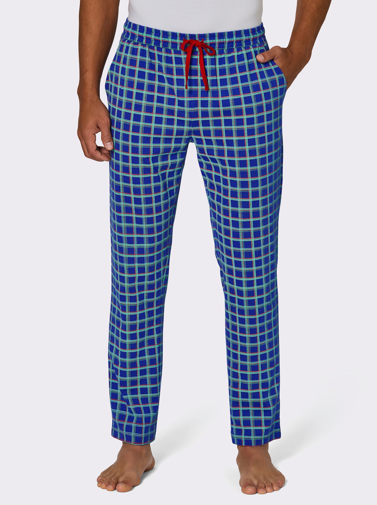 wäschepur men Hose lang - royalblau-kirsche-kariert