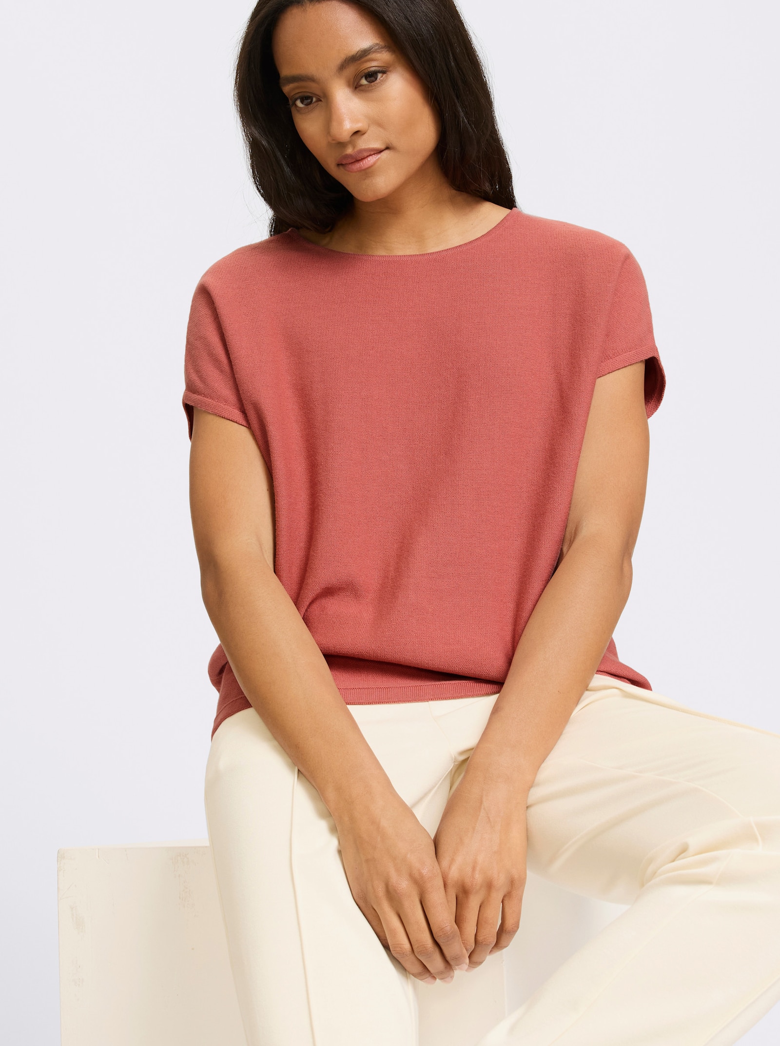 heine Pullunder im Linksstrick - rosenholz