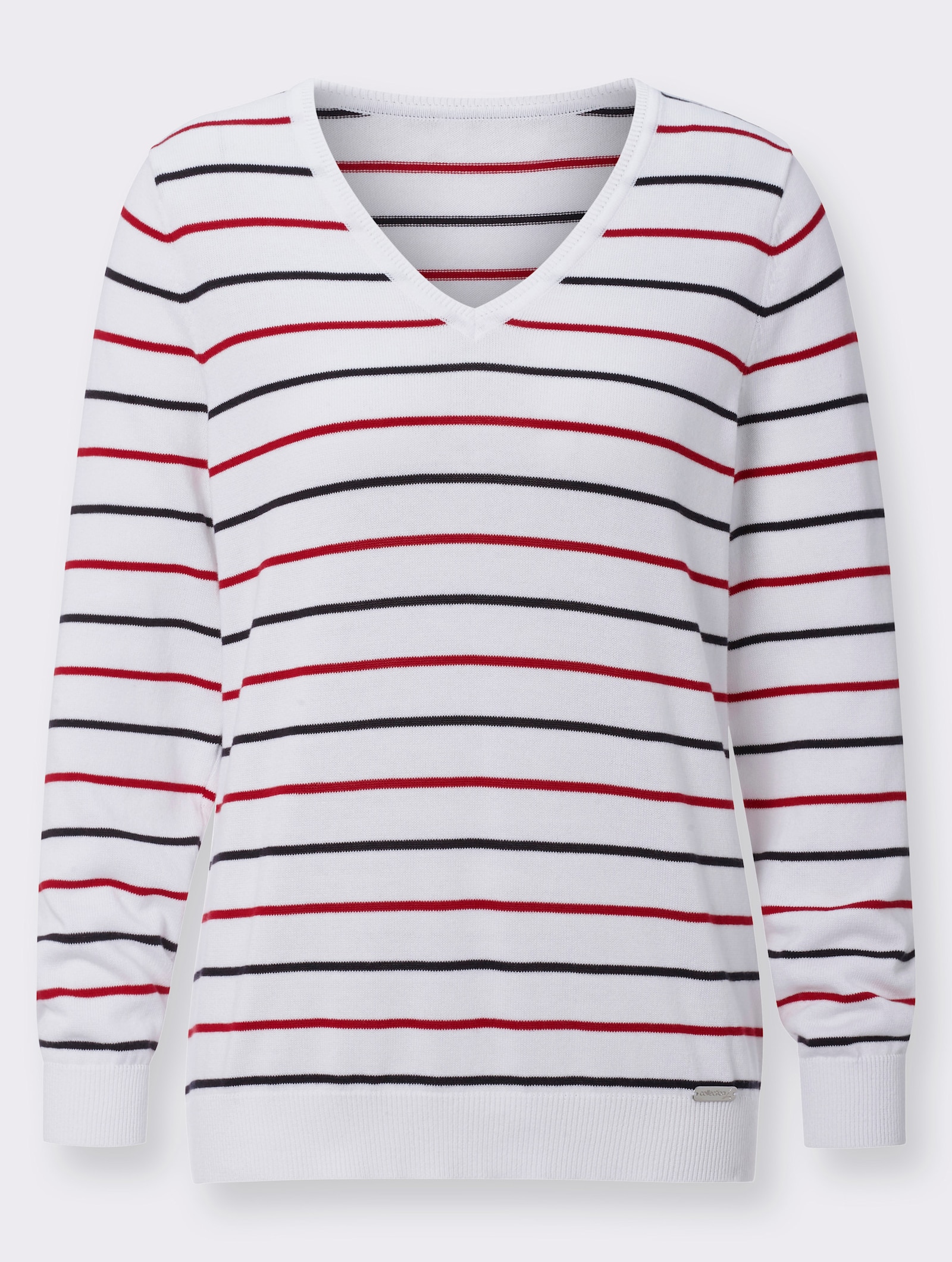 Langarm-Pullover im Streifen-Dessin - rot-marine-gestreift