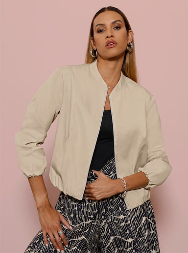 Blouson-Blazer mit Rundhals-Ausschnitt - sand