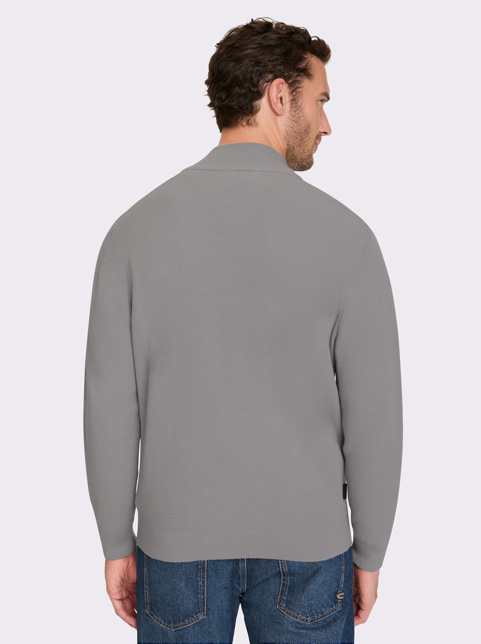 Marco Donati Shirtjacke mit Strukturmuster, Baumwolle - steingrau-marine