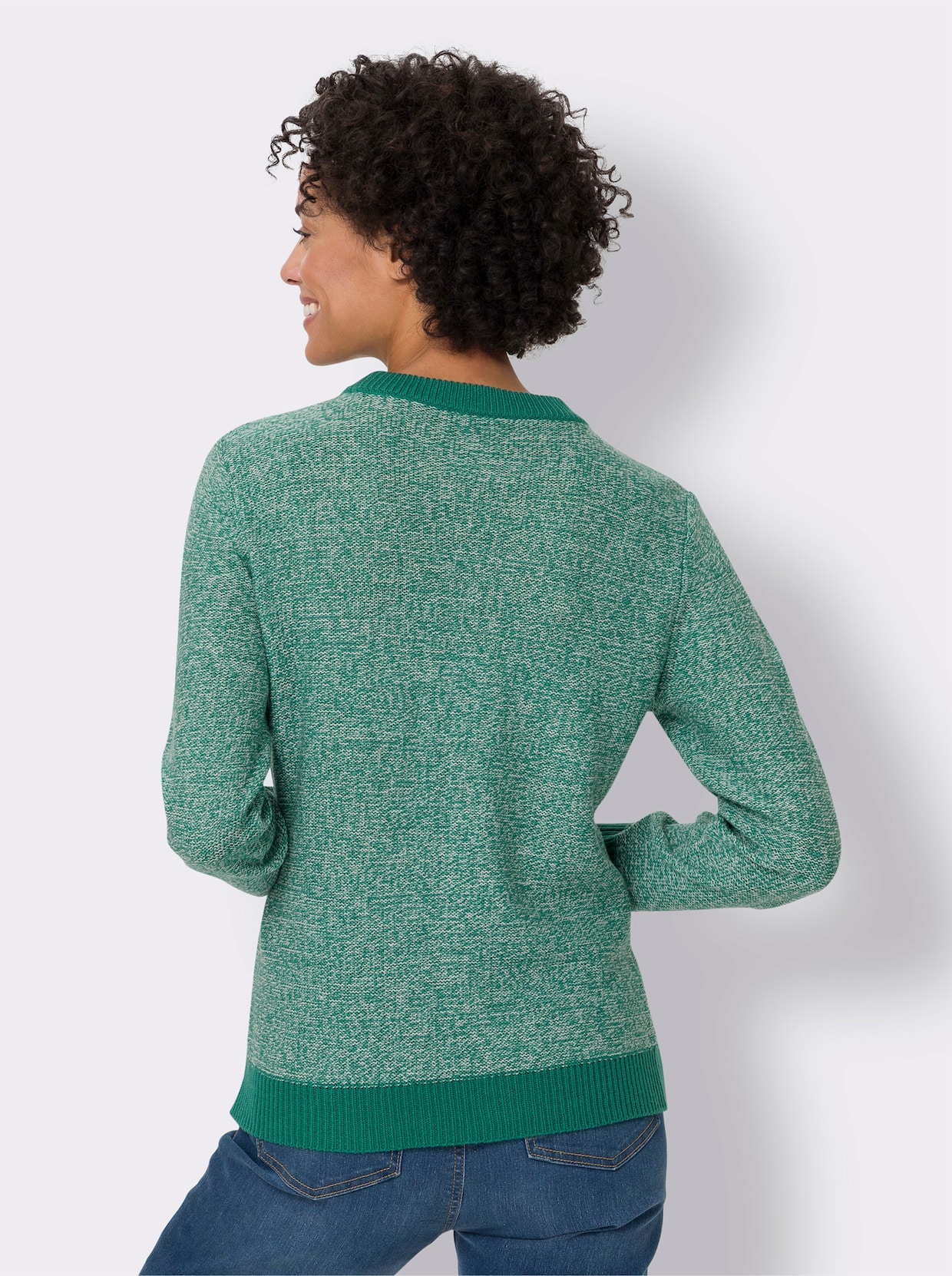 Pullover met lange mouwen - groen/ecru gemêleerd