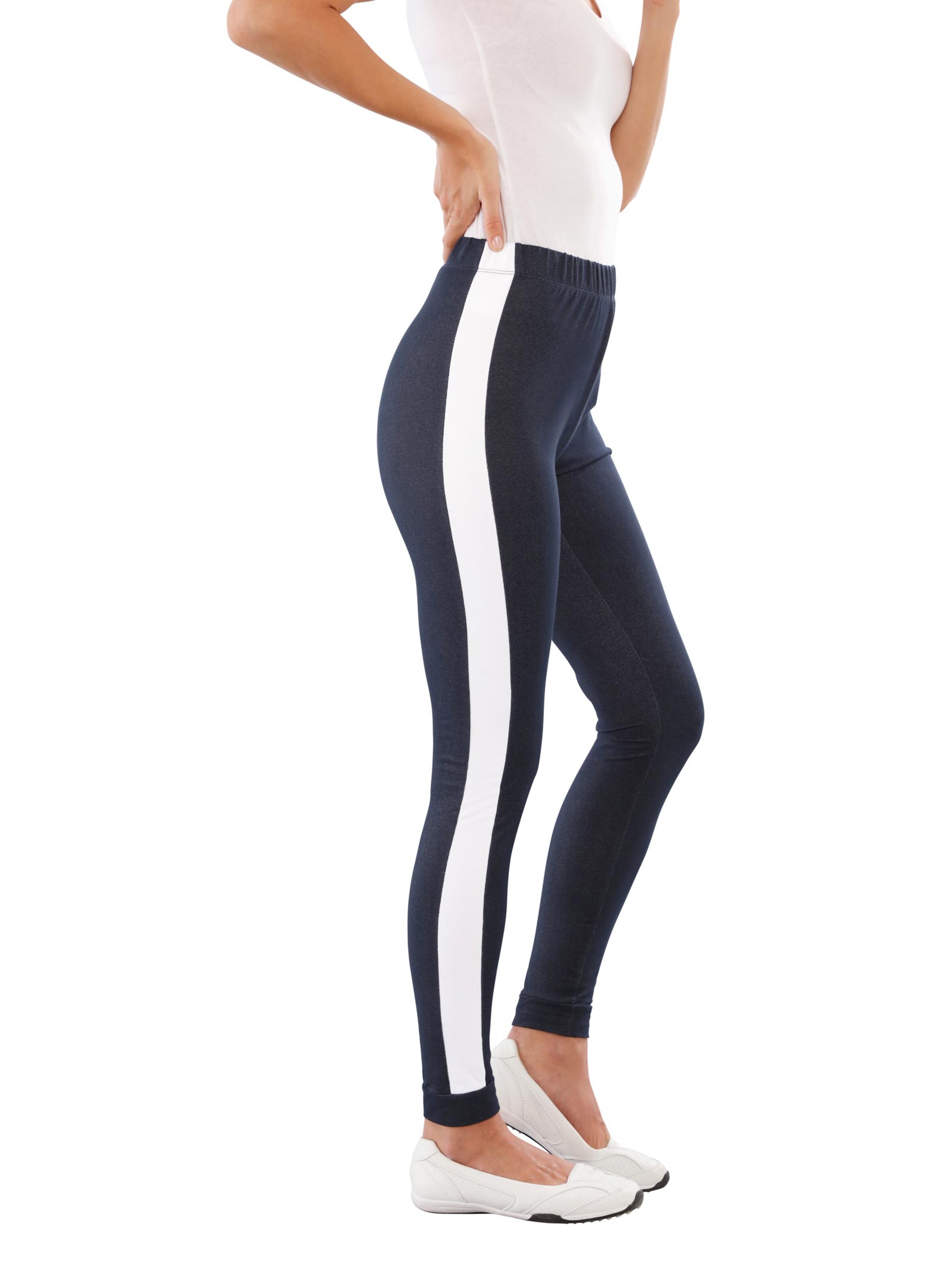 Leggings - jeansblau-weiß