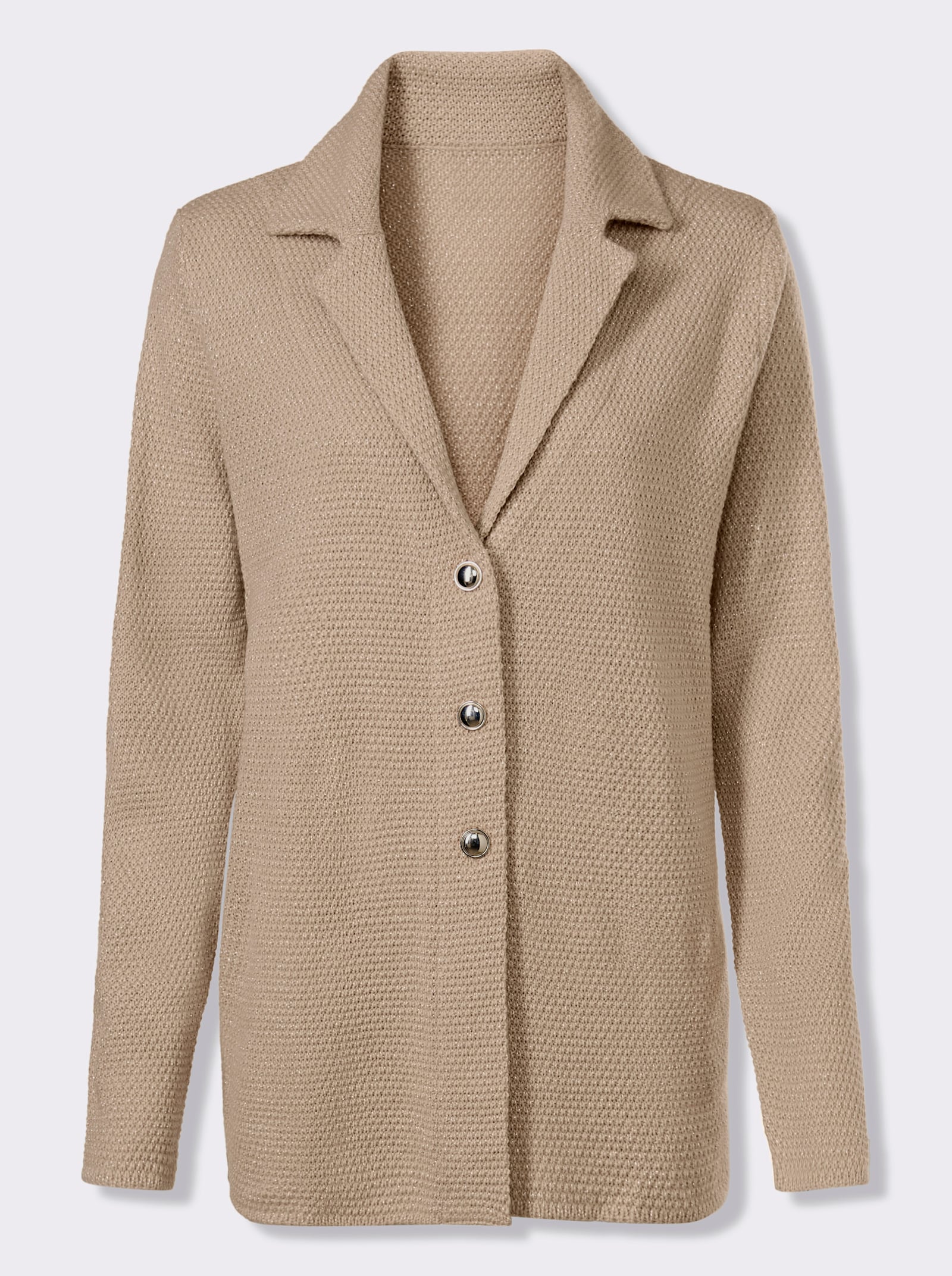 Kofta med silverfärgat glansgarn - beige