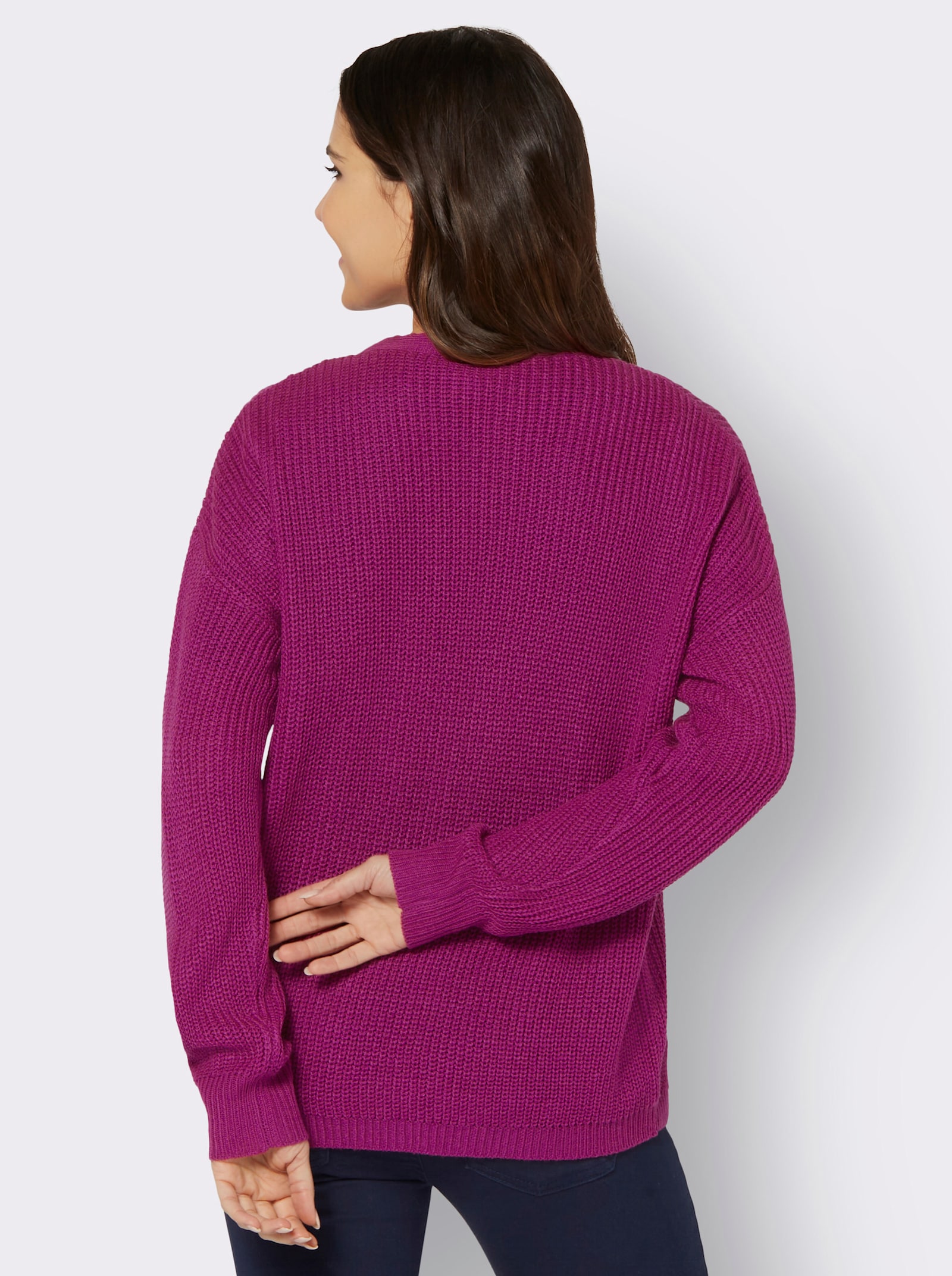 Strickjacke mit V-Ausschnitt - magenta