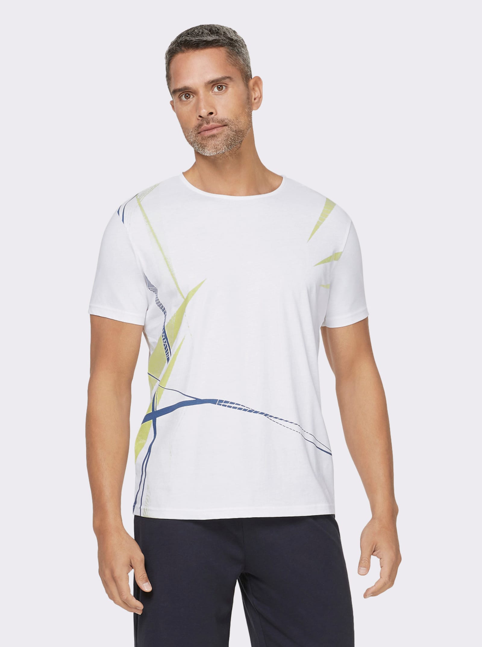 Shirt - pistazie + weiss + jeansblau