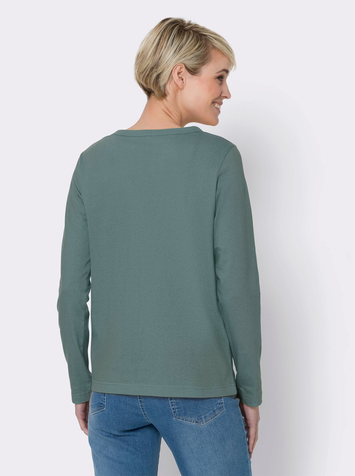 Shirt met V-hals - jade