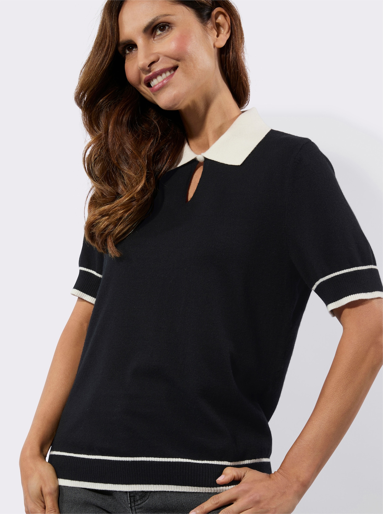 Polopullover - schwarz-champagner