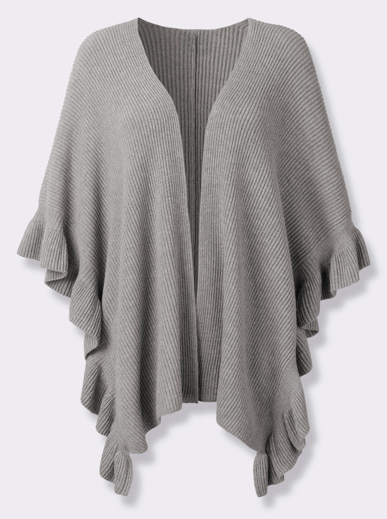 heine Strickponcho - grau-meliert