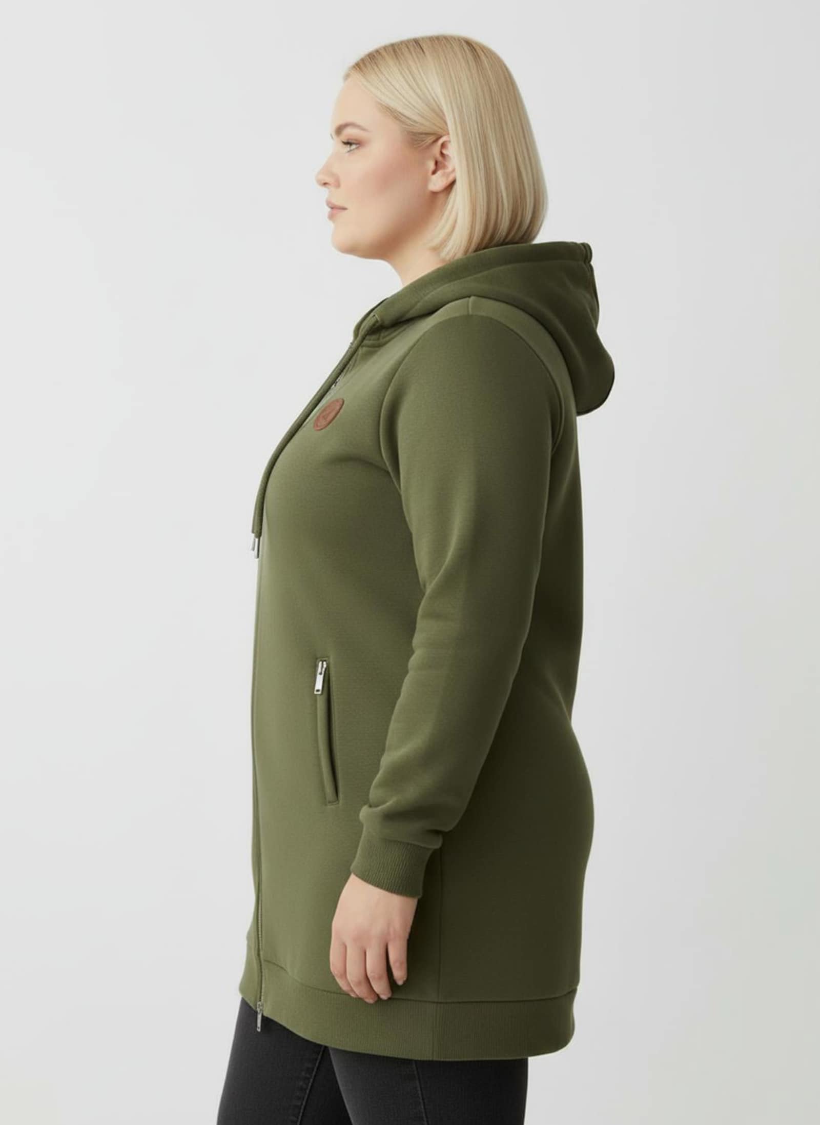 Sweatjacke in weich angerauter Qualität - oliv