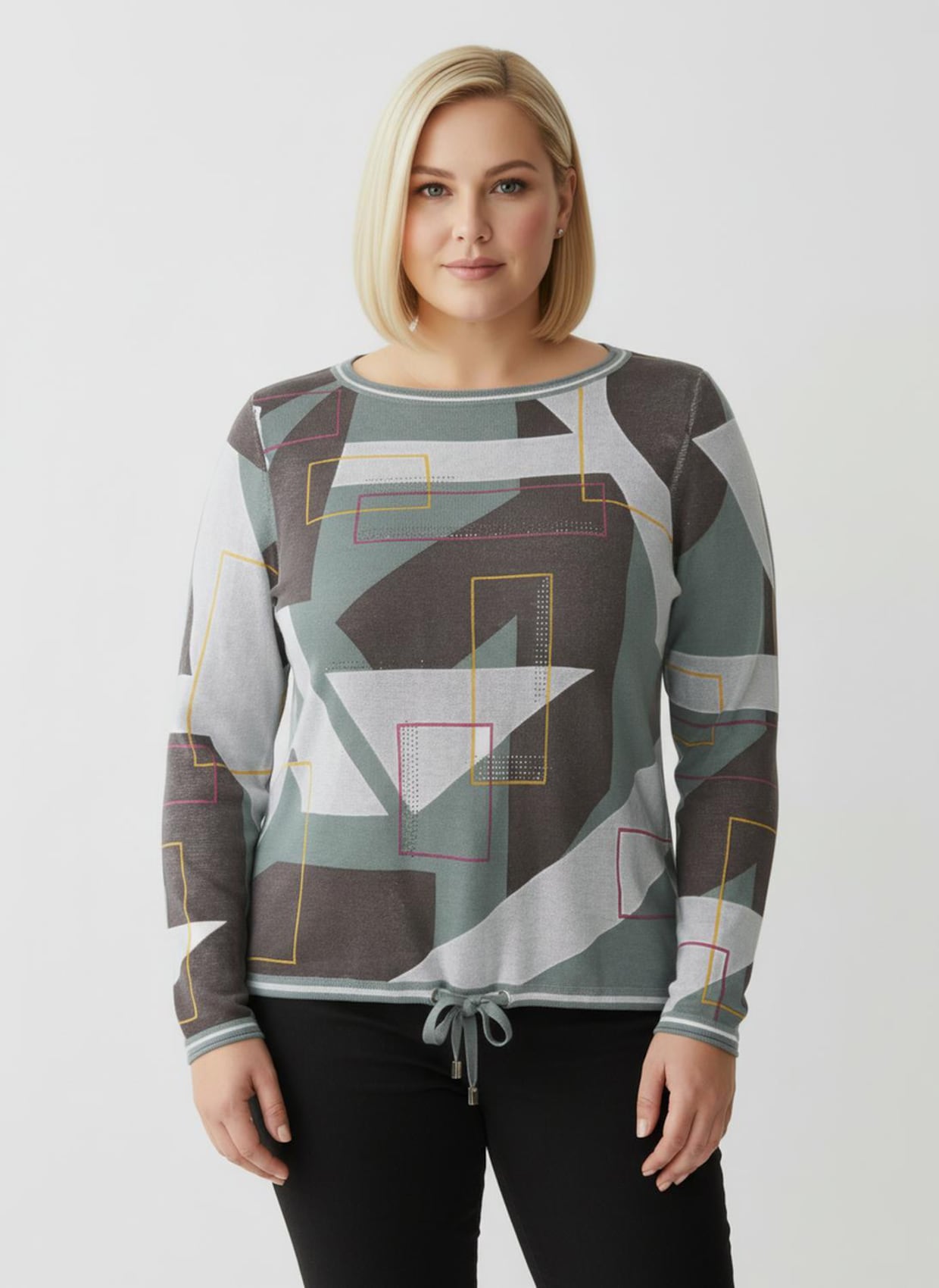 Pullover - ecru-graphit-gemustert