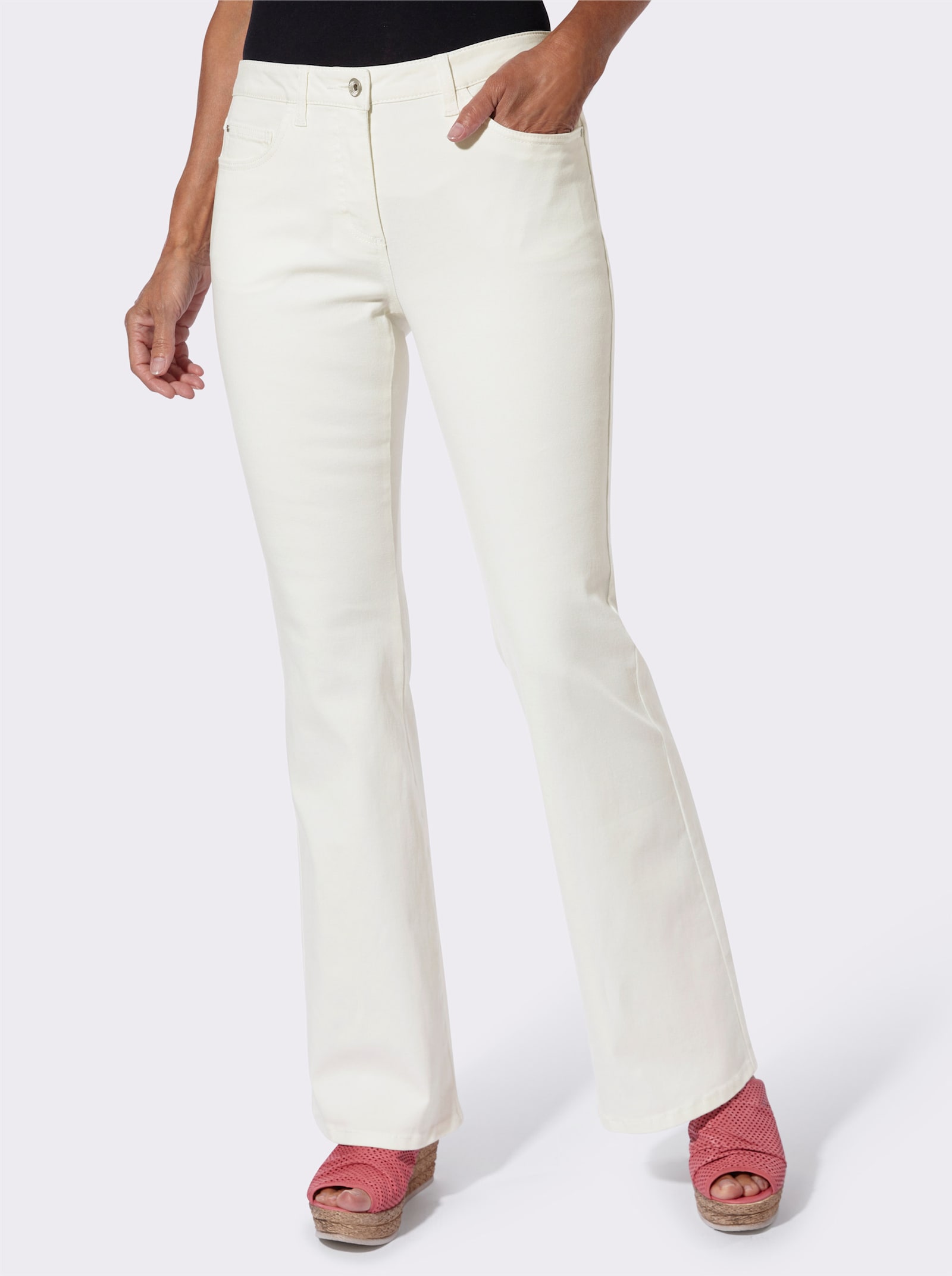 Schlagjeans in 5-Pocket-Form - weiß