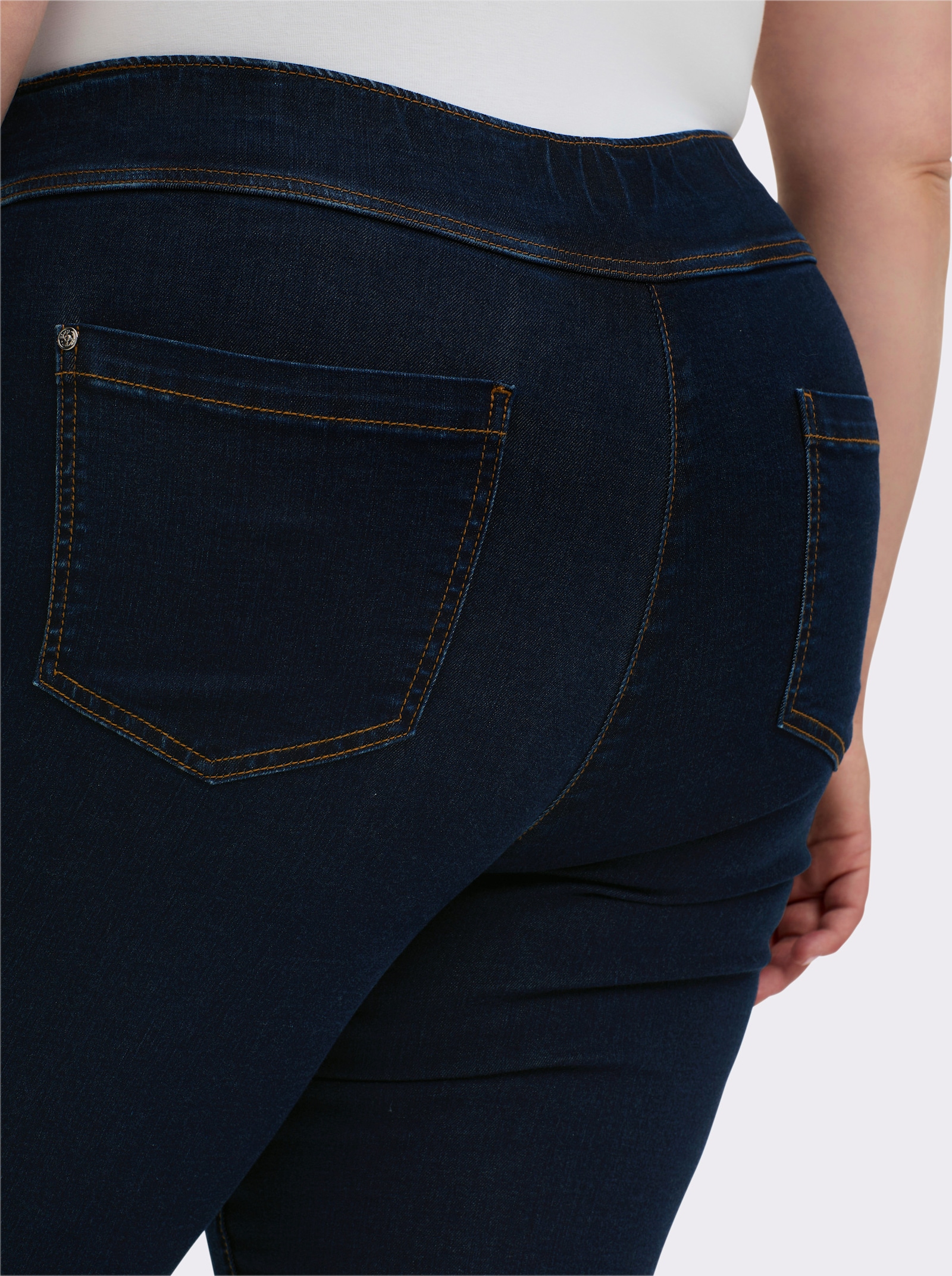 sheego Skinny Jeans mit breitem Dehnbund - dark blue
