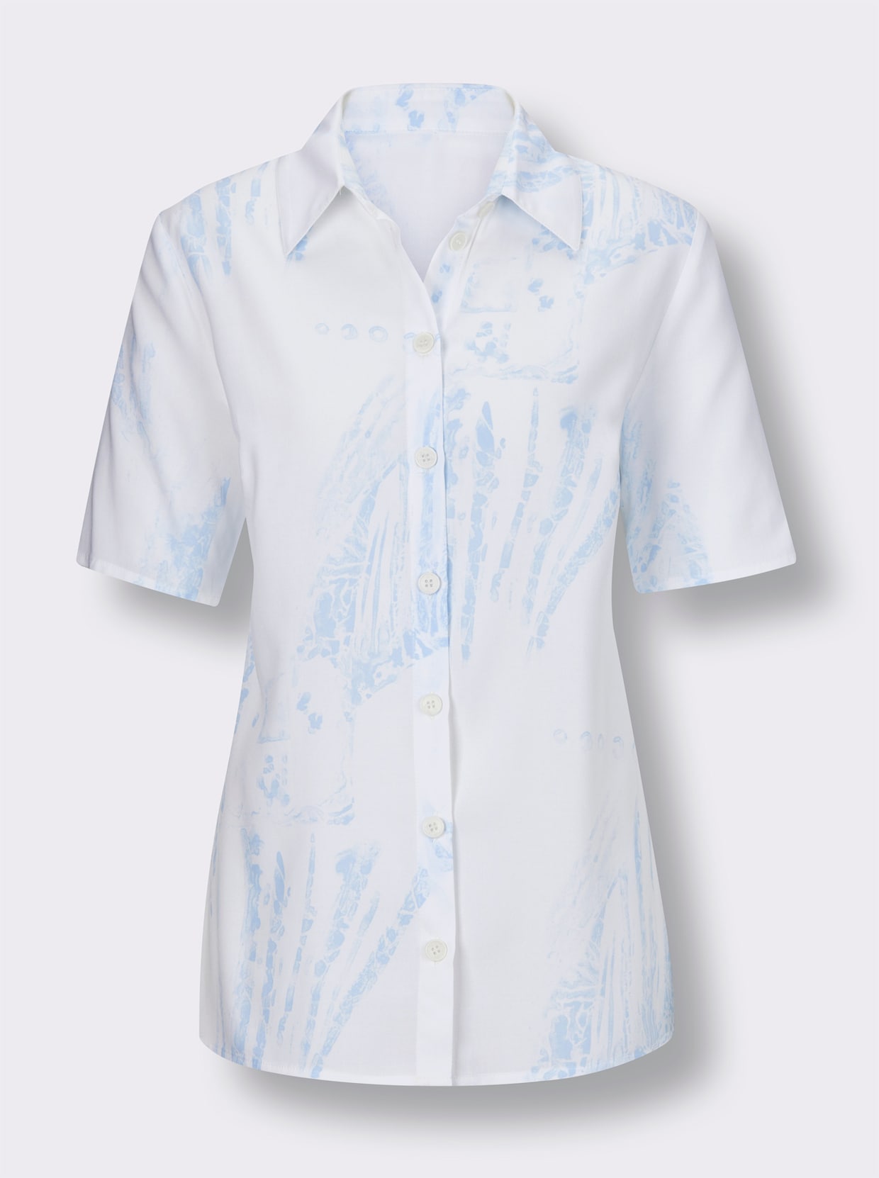 Overhemdblouse - wit/ijsblauw