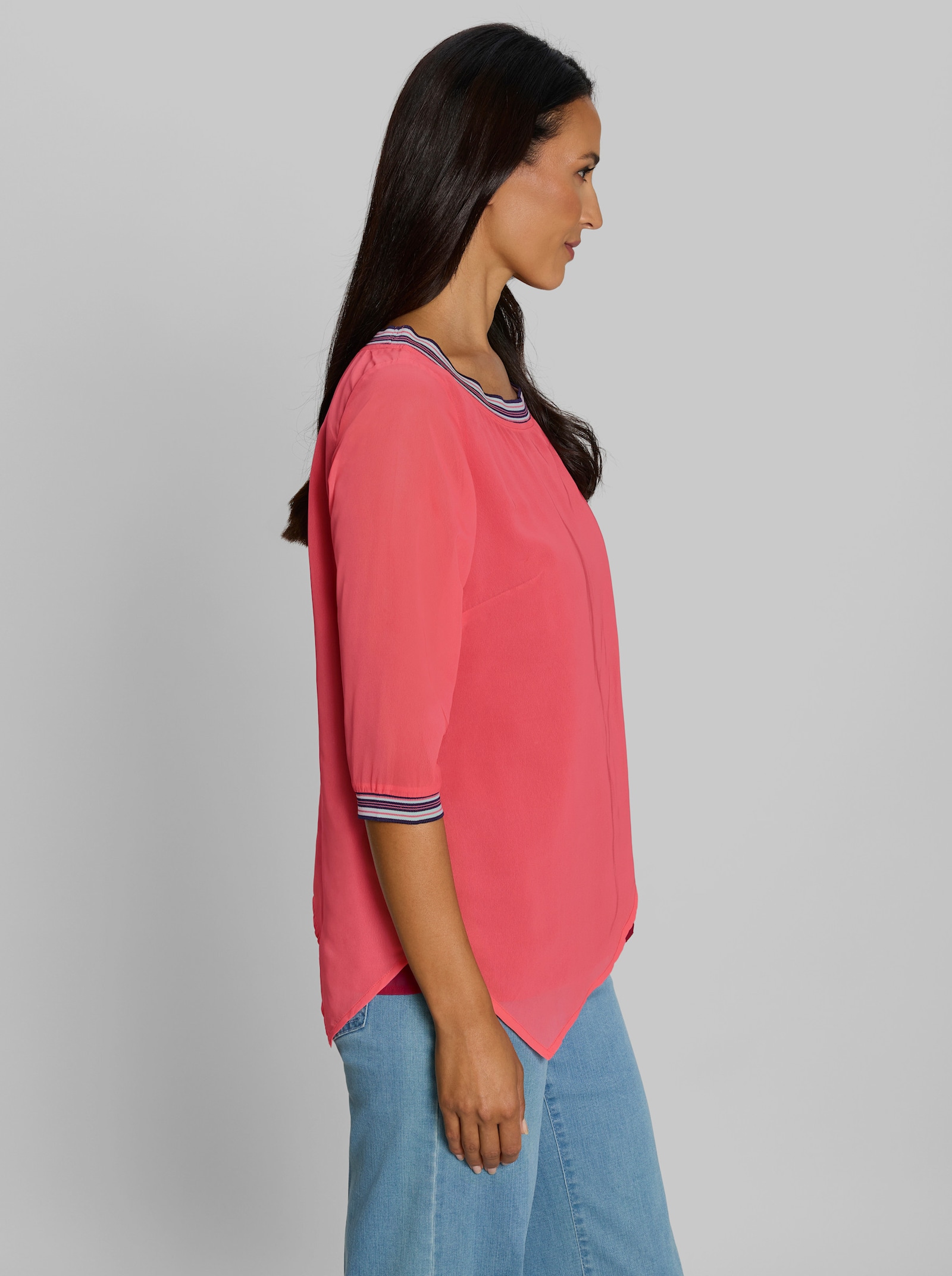 heine Georgettebluse mit asymmetrischem Saum - koralle-rot