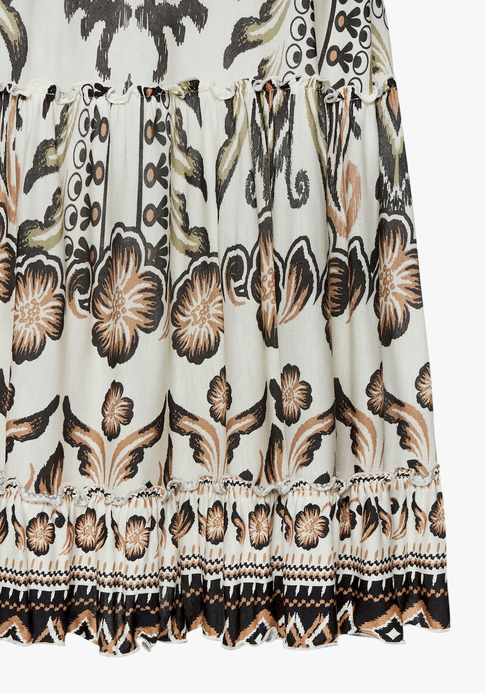 Buffalo Volantkleid - sand-khaki bedruckt